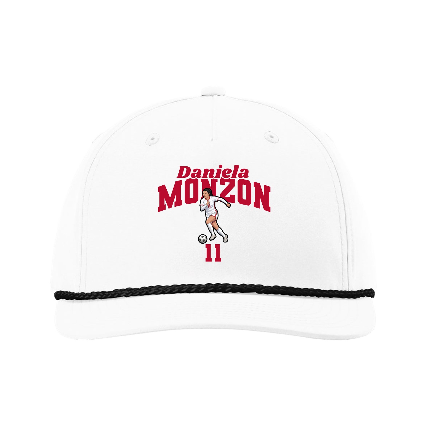 Five-Panel Classic Rope Cap — Signature Arch in White