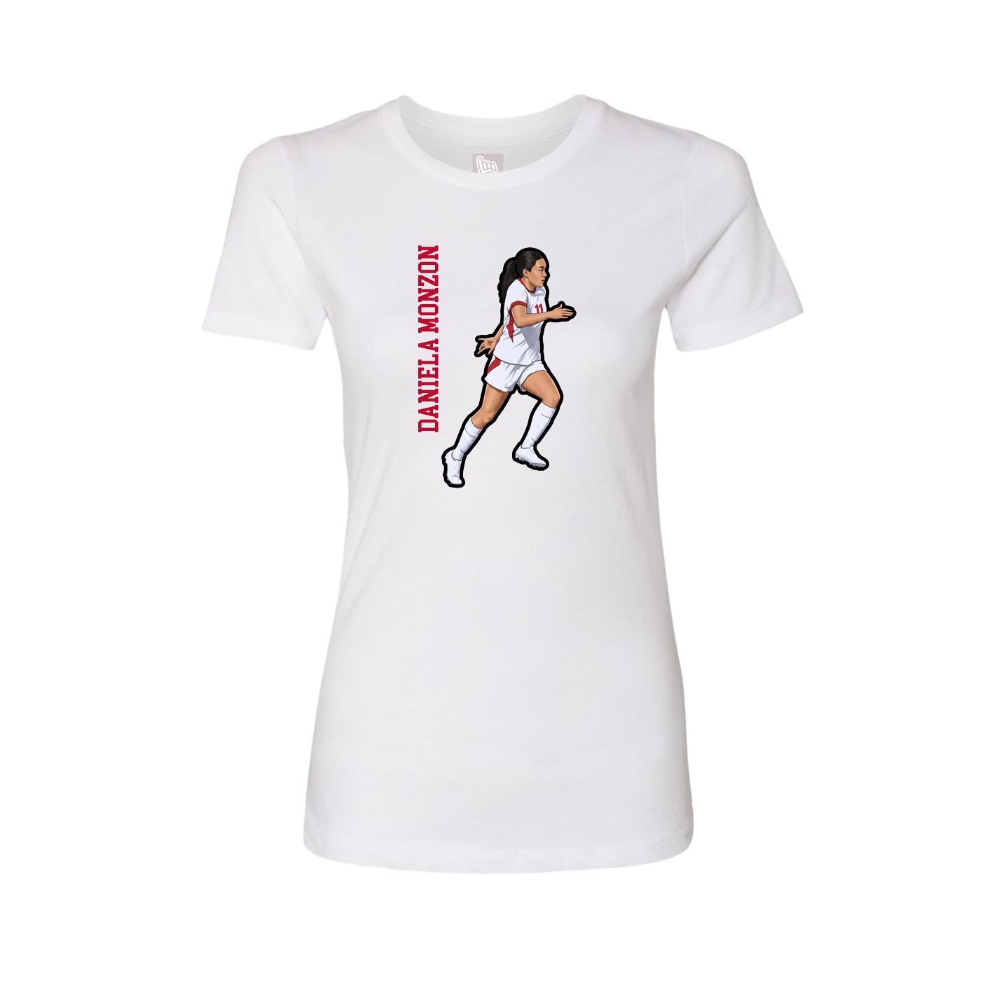 Fitted Women's Tee — Name Vertical in White