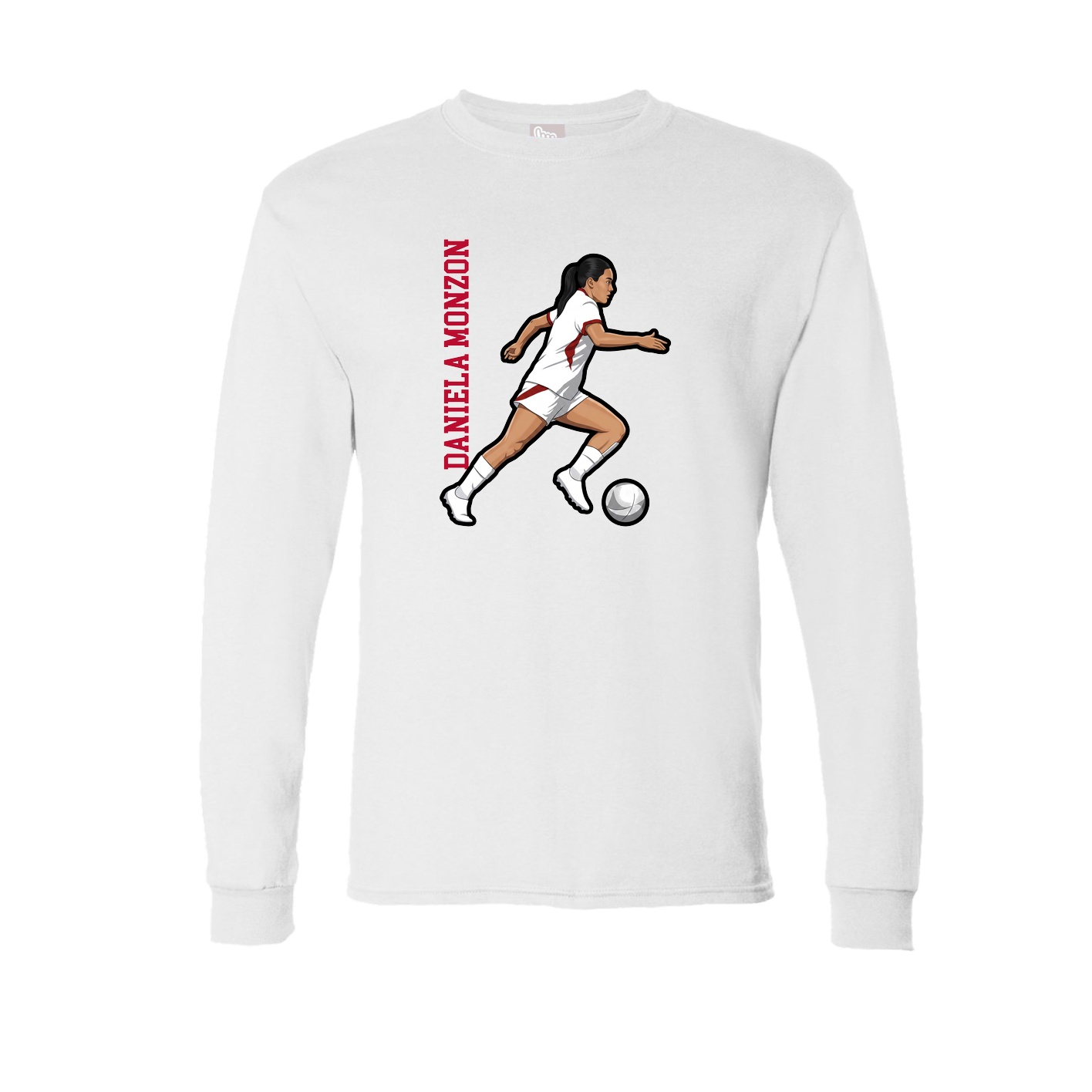 Long Sleeve Tee — Name Vertical in White