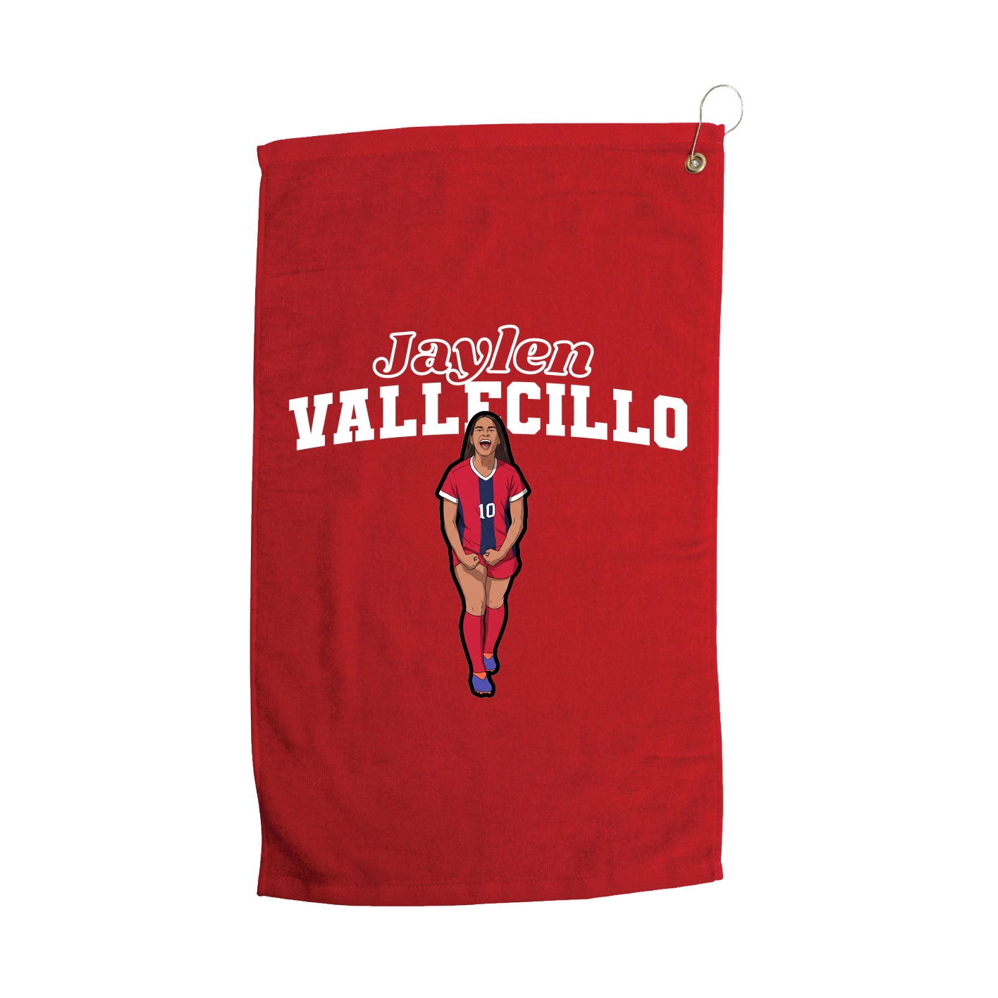 Golf Towel — Name Arch in Red