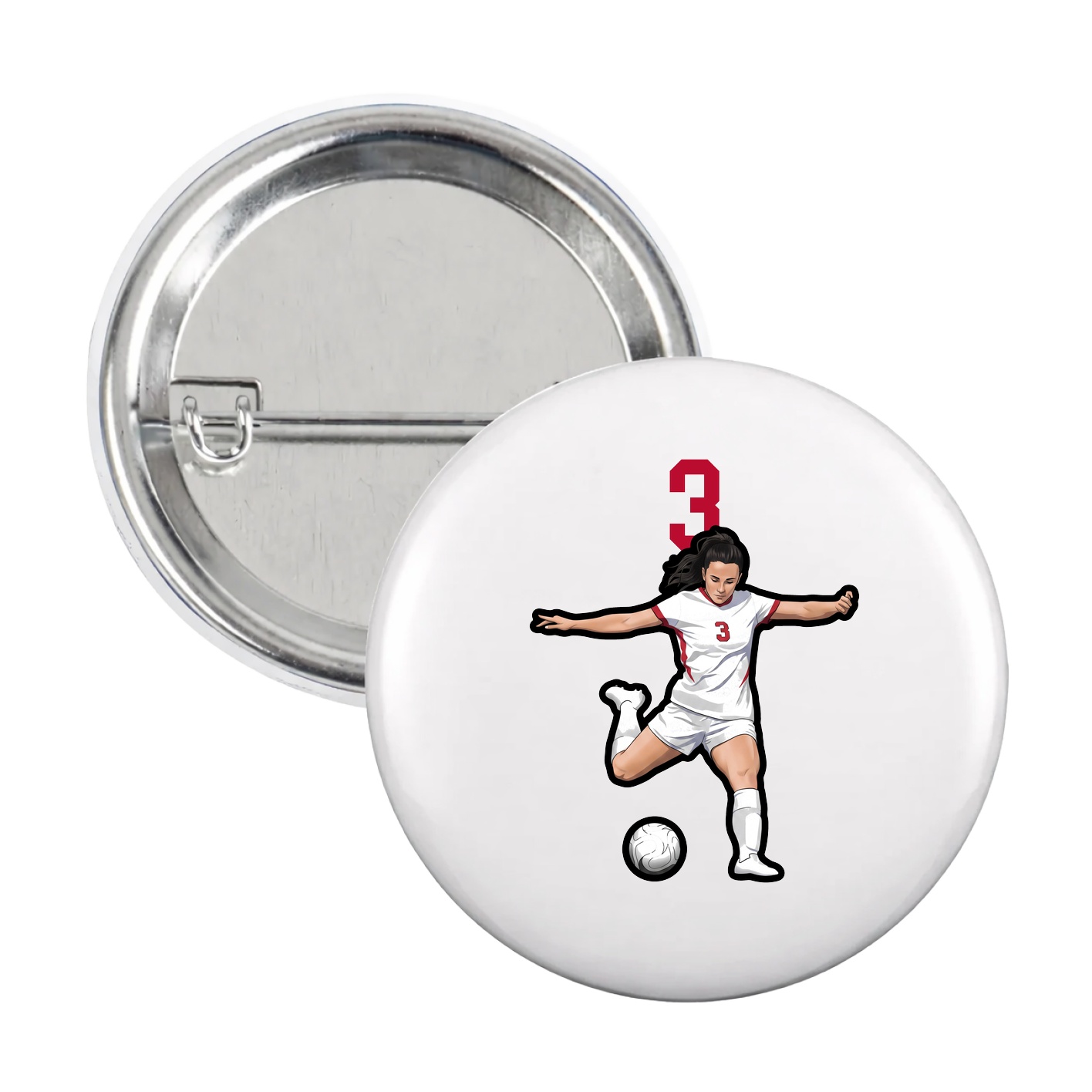 Game Day Button — Number Top in White