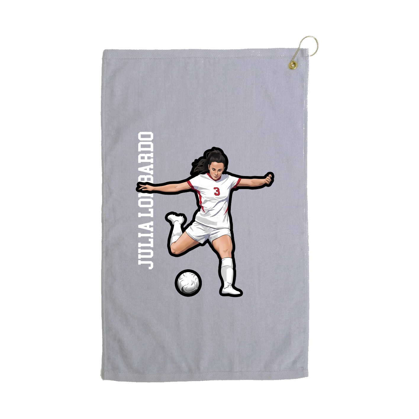 Golf Towel — Name Vertical in Grey