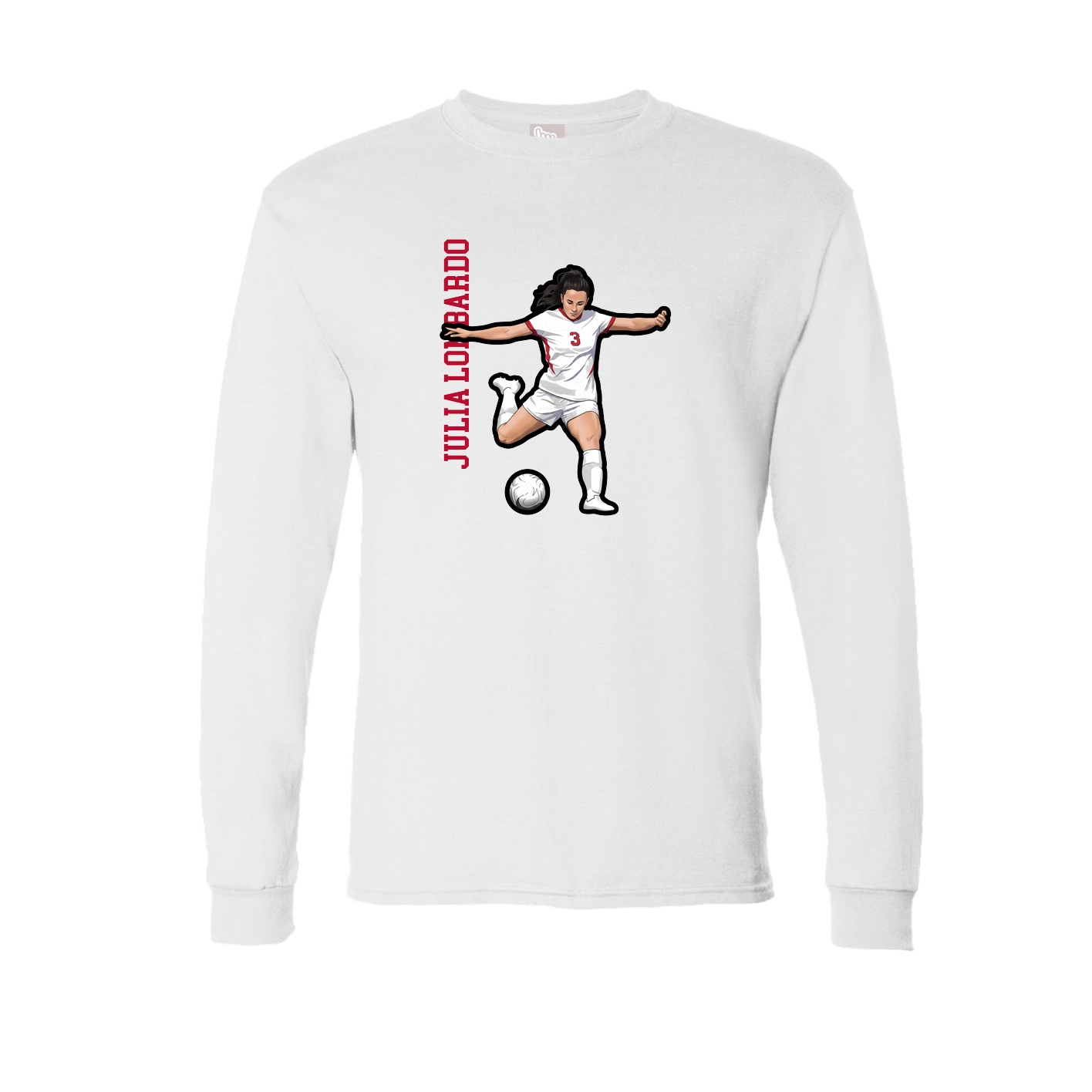 Long Sleeve Tee — Name Vertical in White