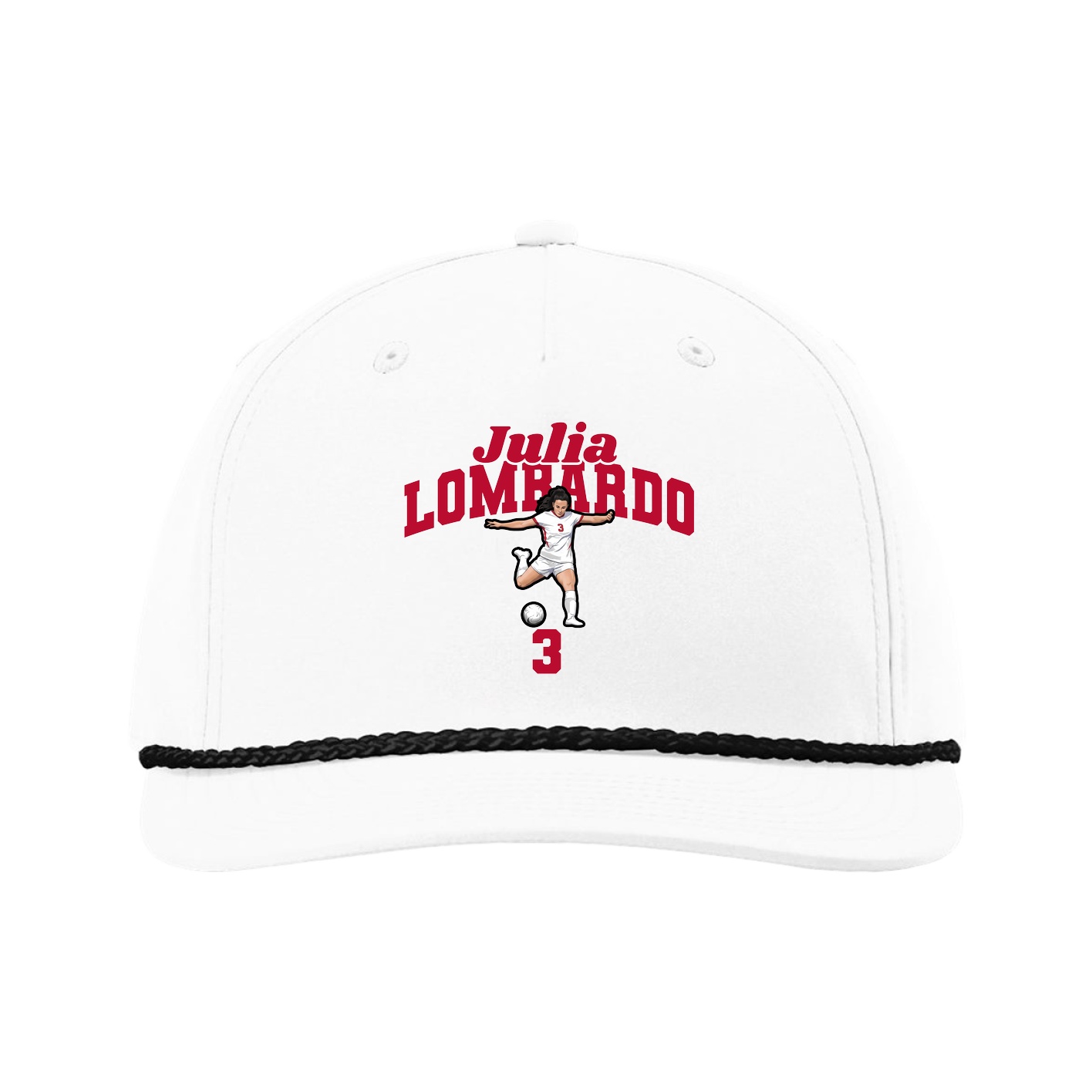 Five-Panel Classic Rope Cap — Signature Arch in White