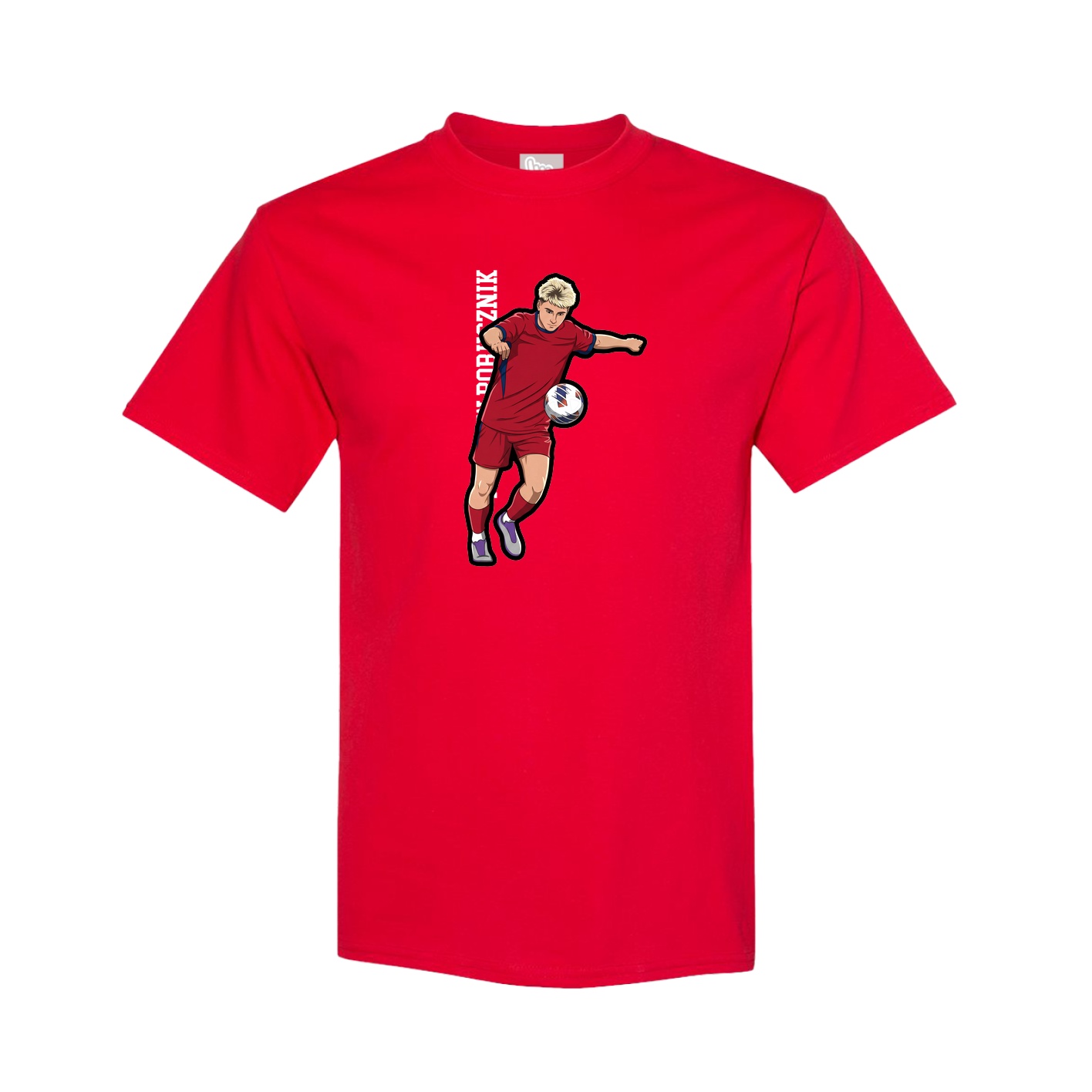 Youth Tee — Name Vertical in Red