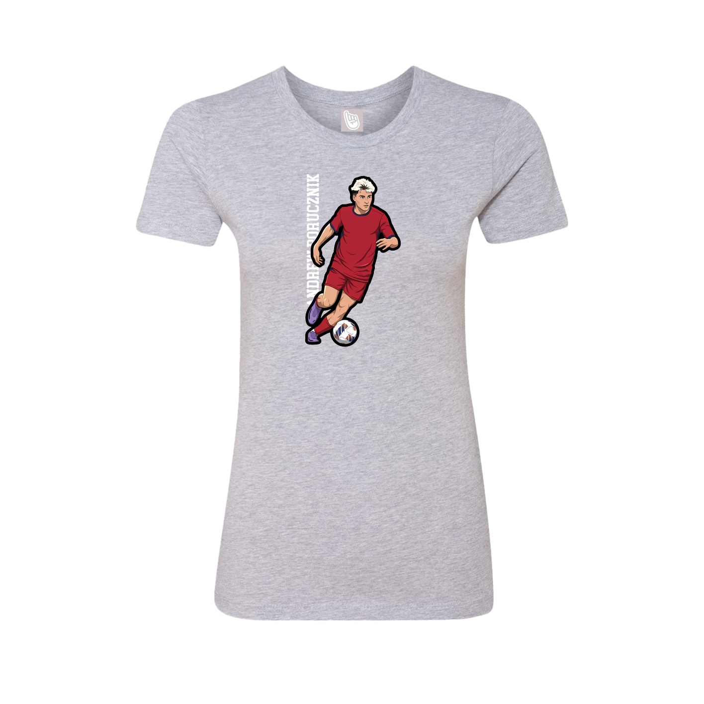 Fitted Women's Tee — Name Vertical in Grey