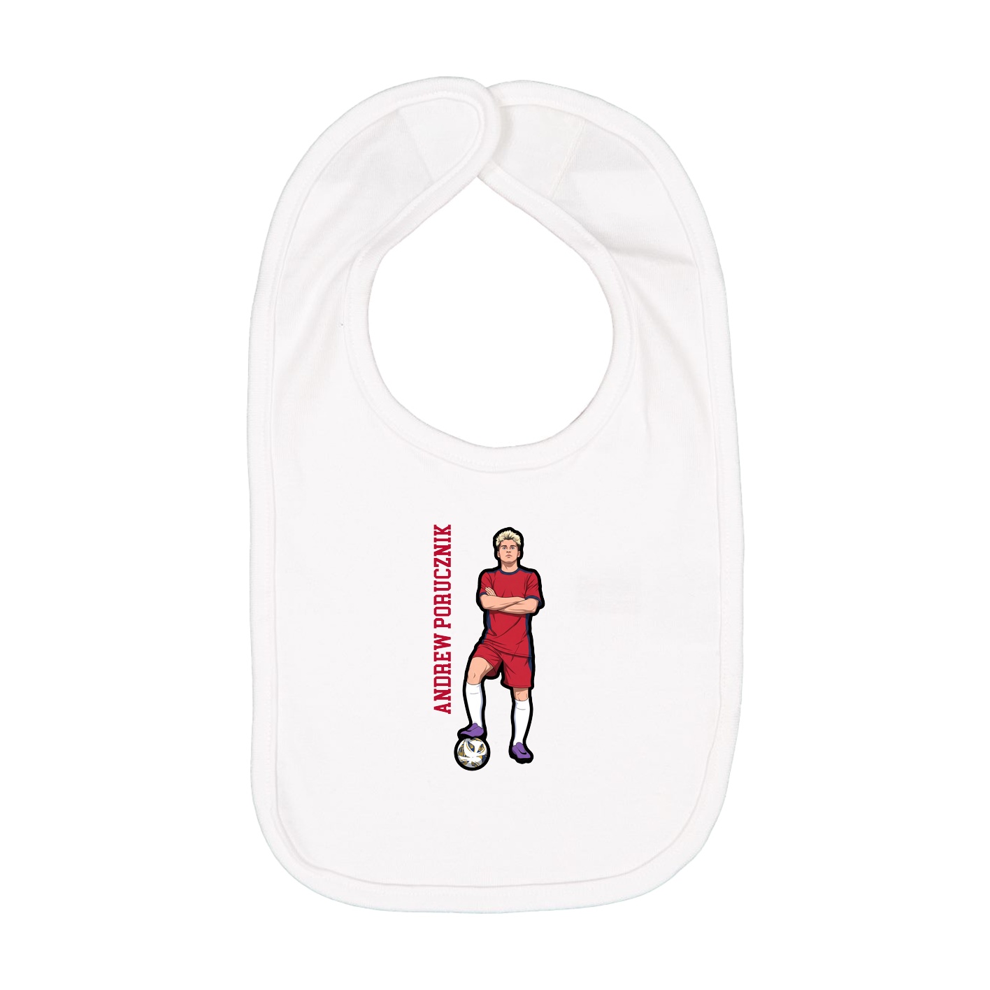 Infant Bib — Name Vertical in White