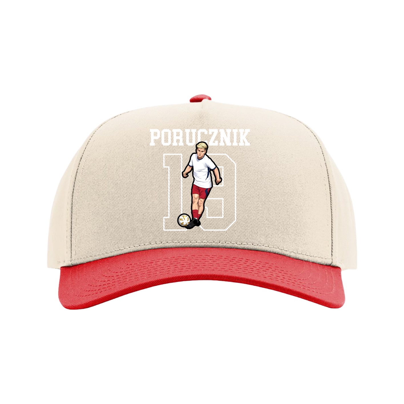 Full Fabric Five-Panel Champ Cap — Shirsey in Cream/Red