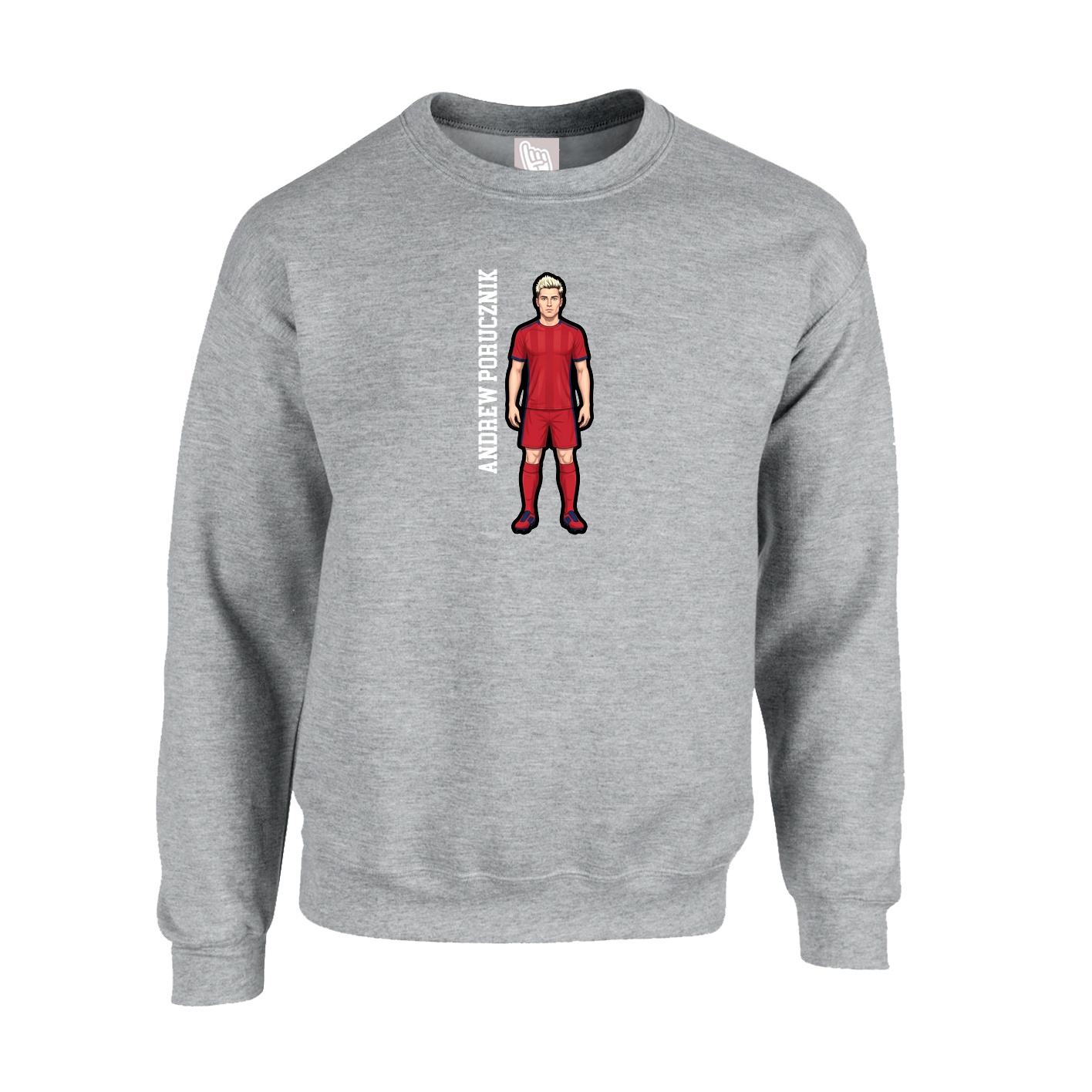 Fleece Crew — Name Vertical in Grey