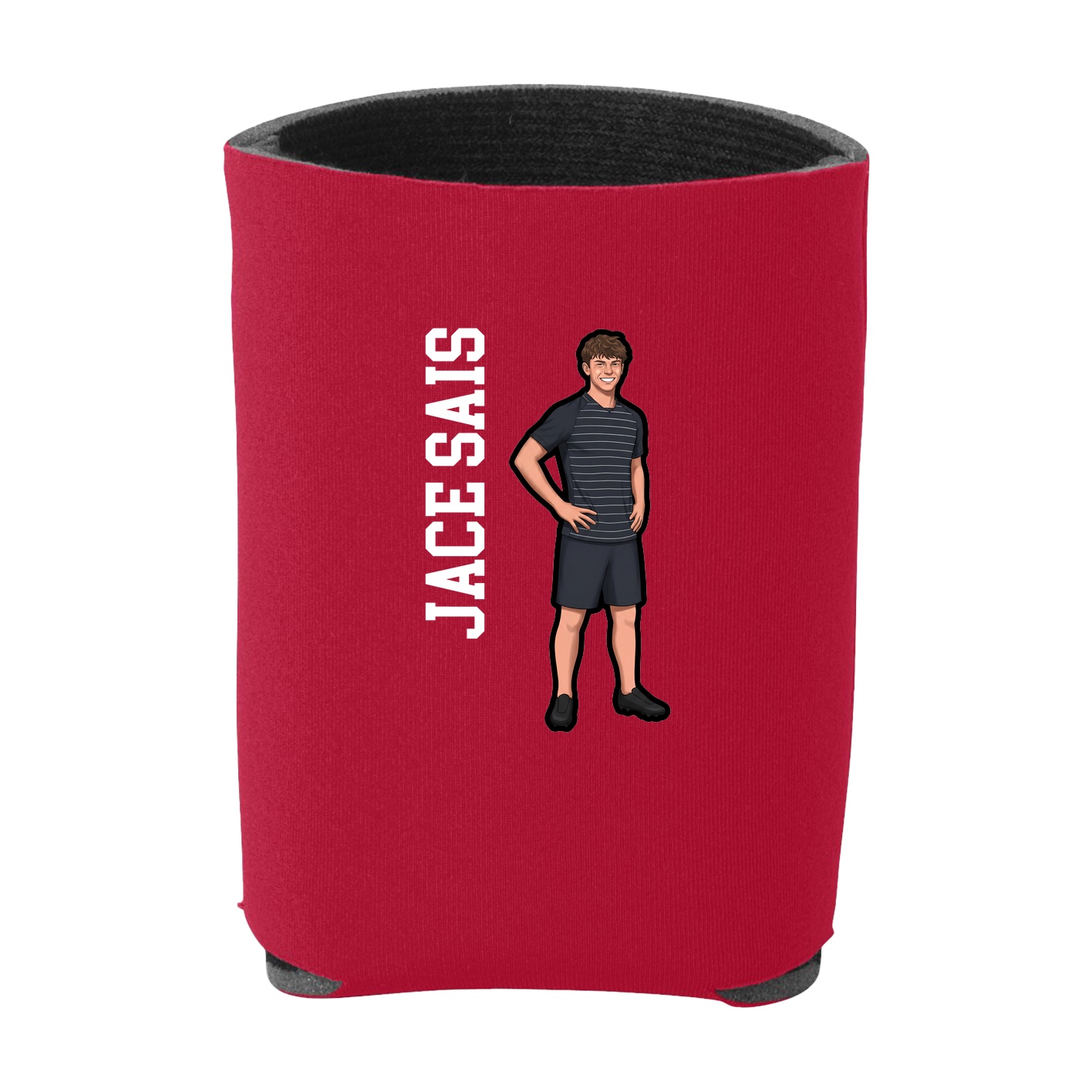Can Holder — Name Vertical in Red