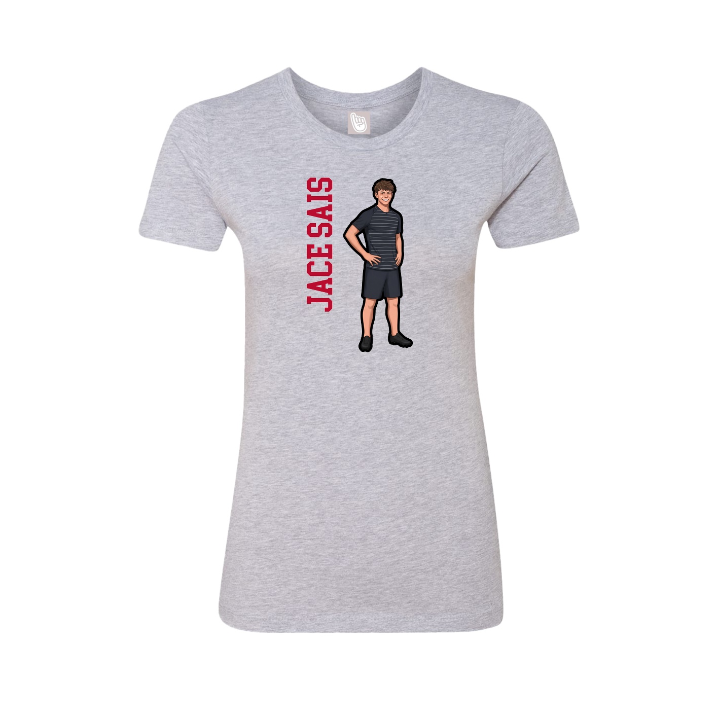 Fitted Women's Tee — Name Vertical in Grey