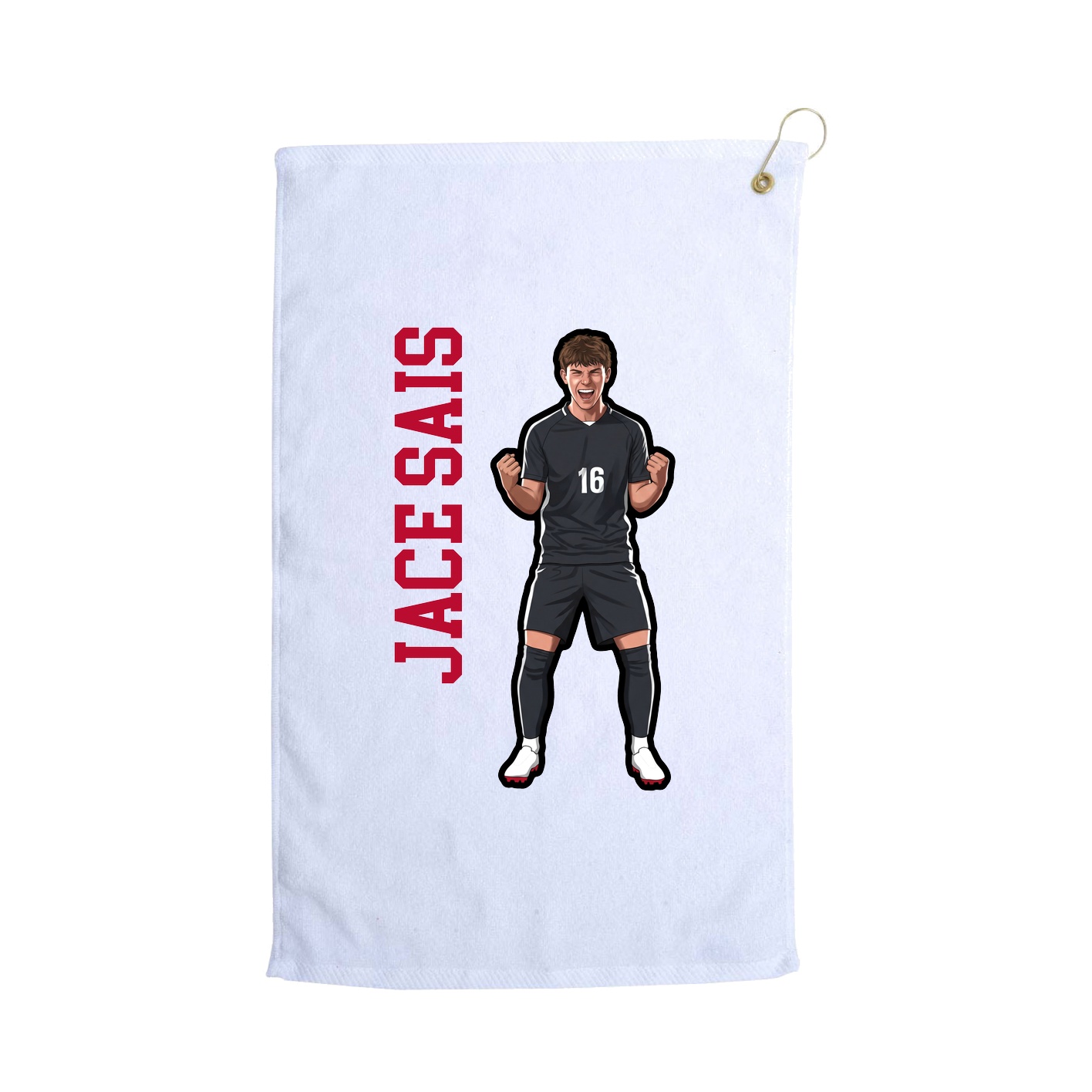 Golf Towel — Name Vertical in White