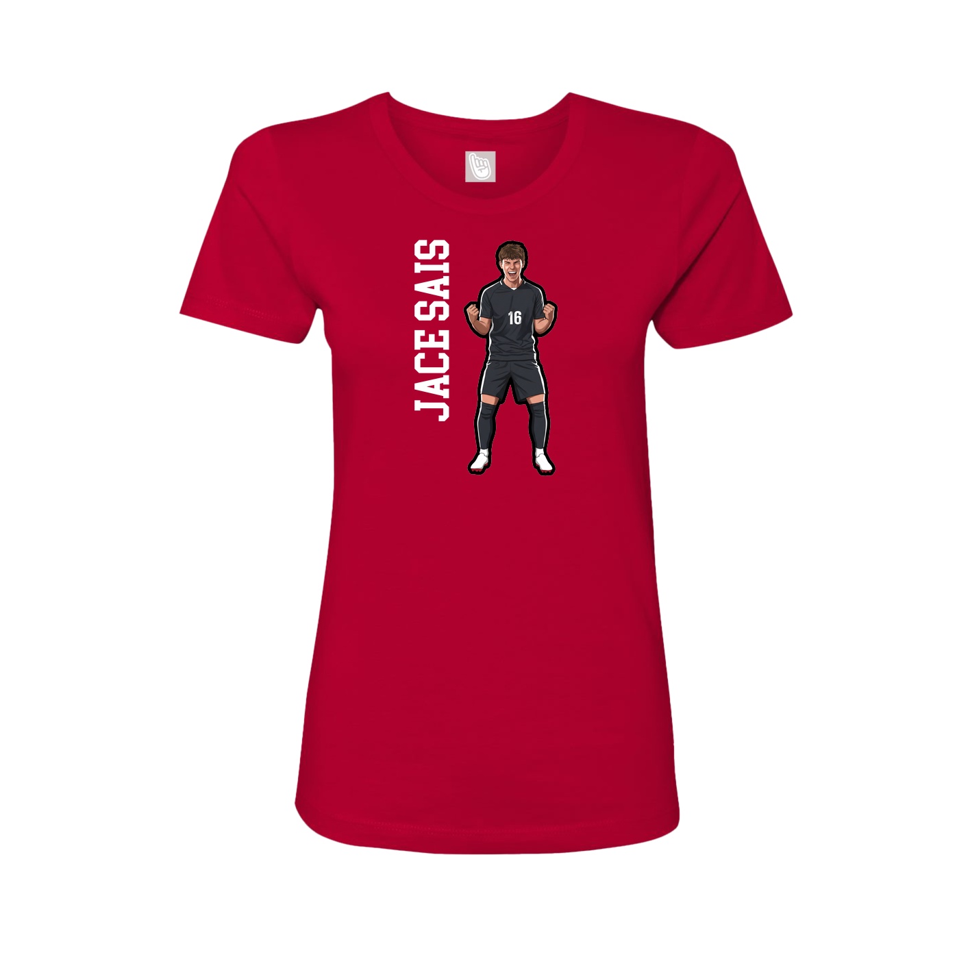 Fitted Women's Tee — Name Vertical in Red