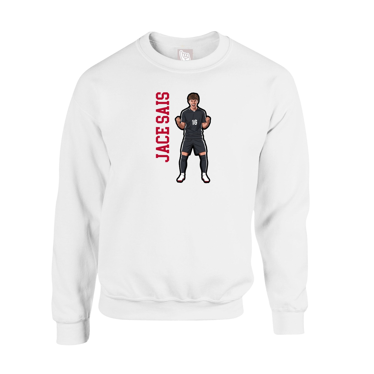 Fleece Crew — Name Vertical in White