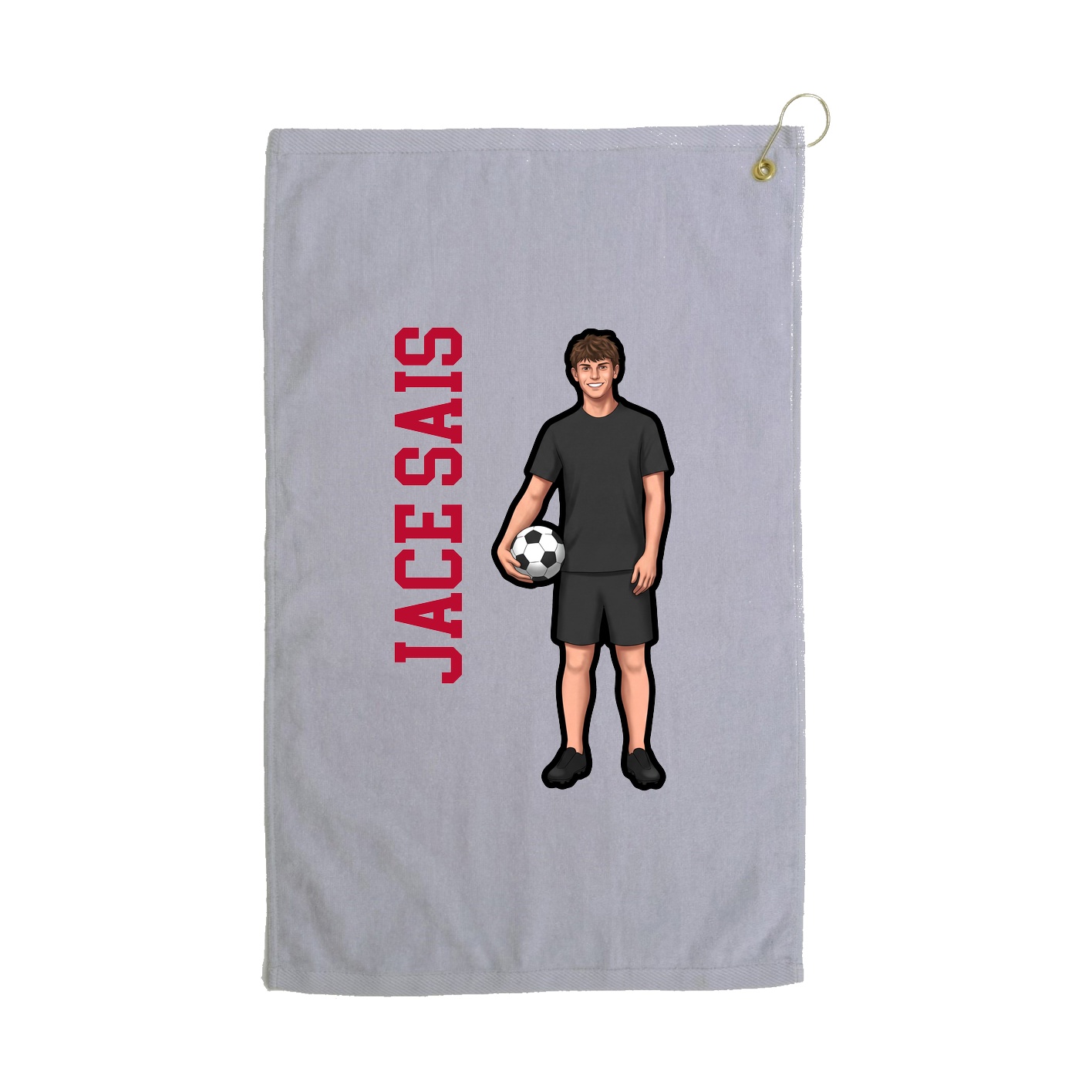 Golf Towel — Name Vertical in Grey