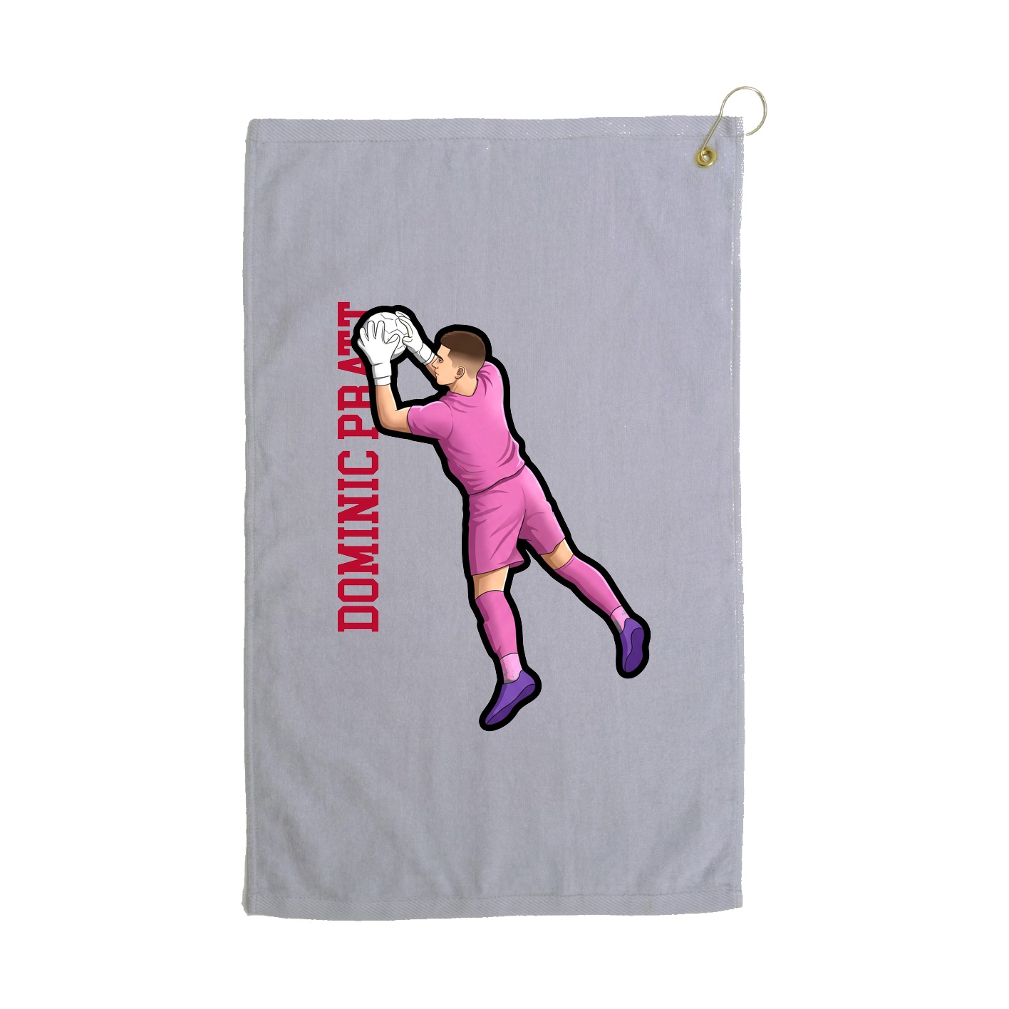 Golf Towel — Name Vertical in Grey