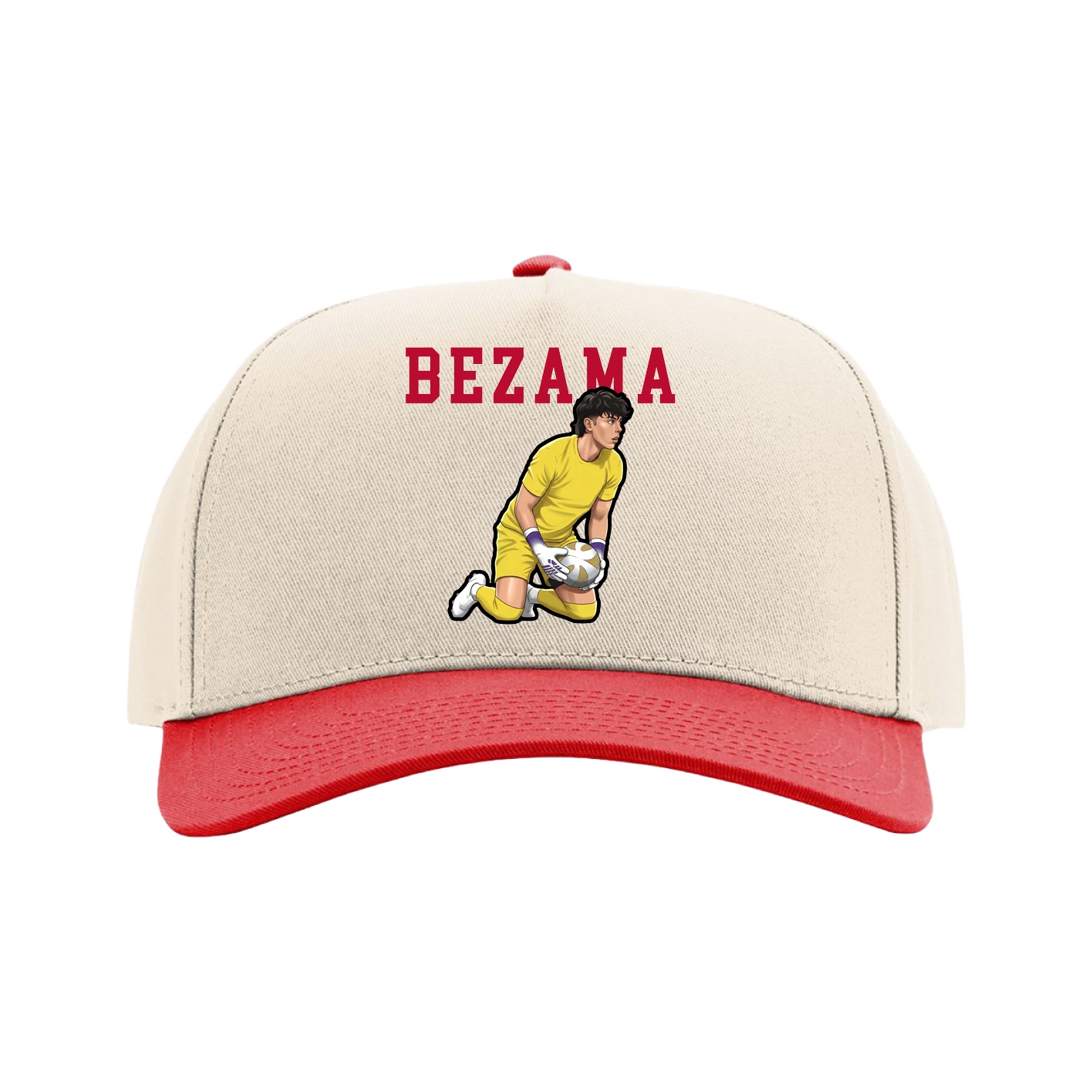 Full Fabric Five-Panel Champ Cap — Shirsey in Cream/Red