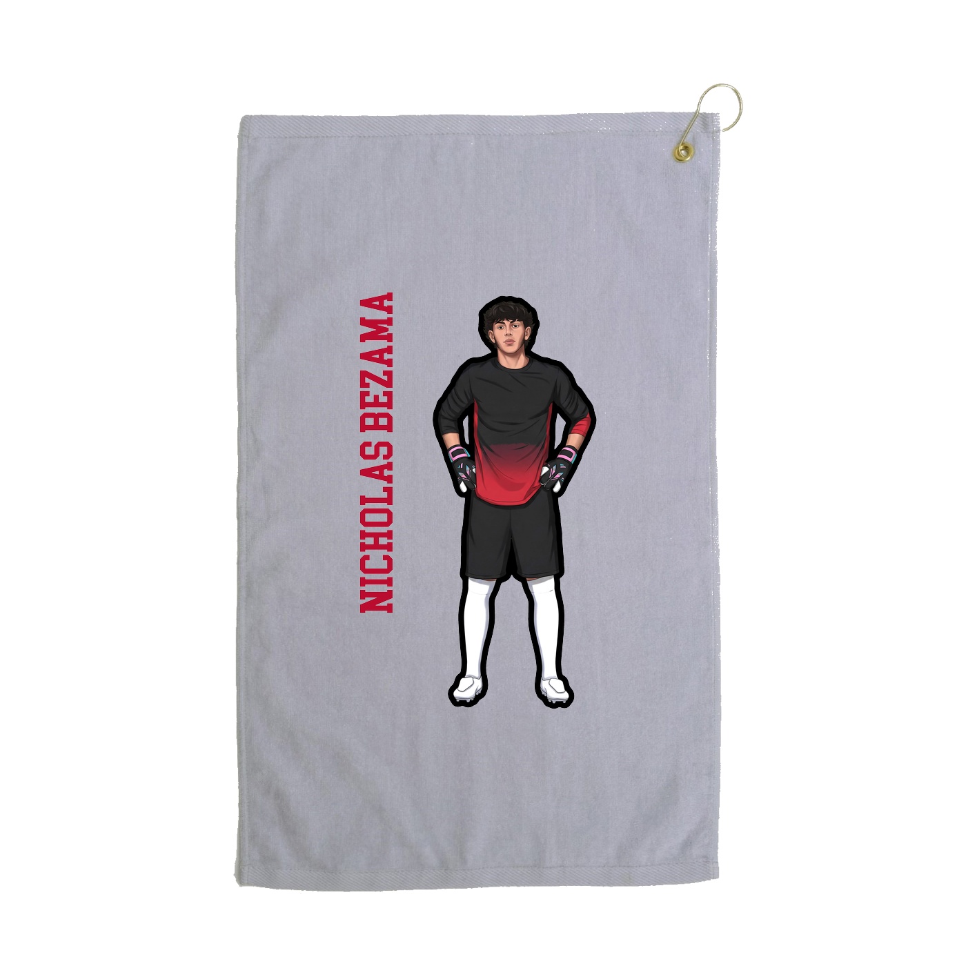 Golf Towel — Name Vertical in Grey