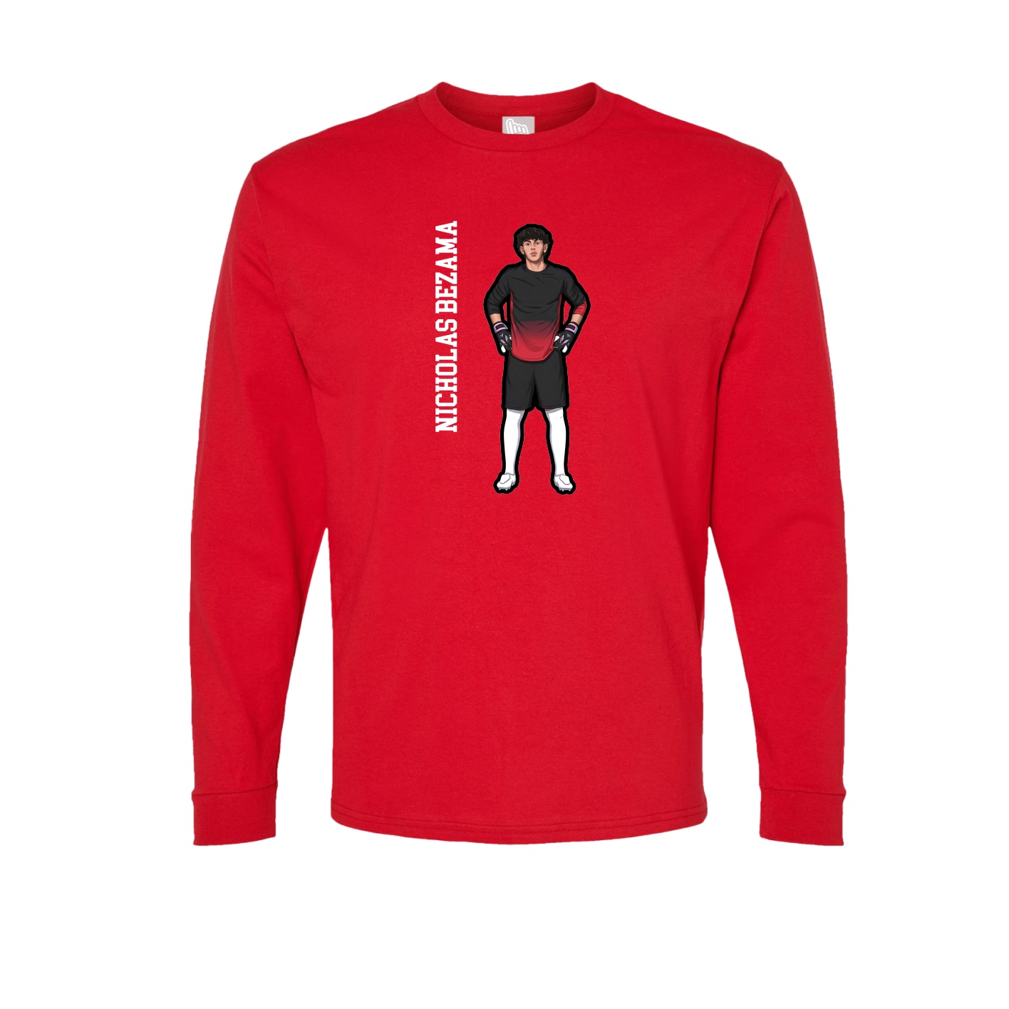 Long Sleeve Tee — Name Vertical in Red