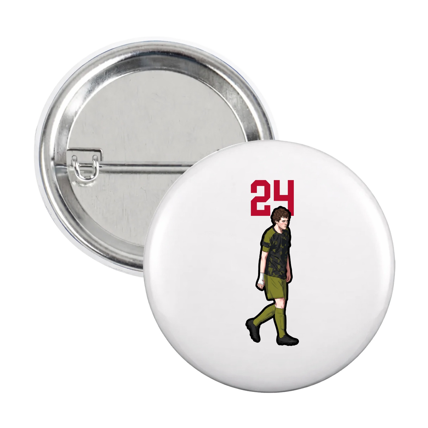 Game Day Button — Number Top in White
