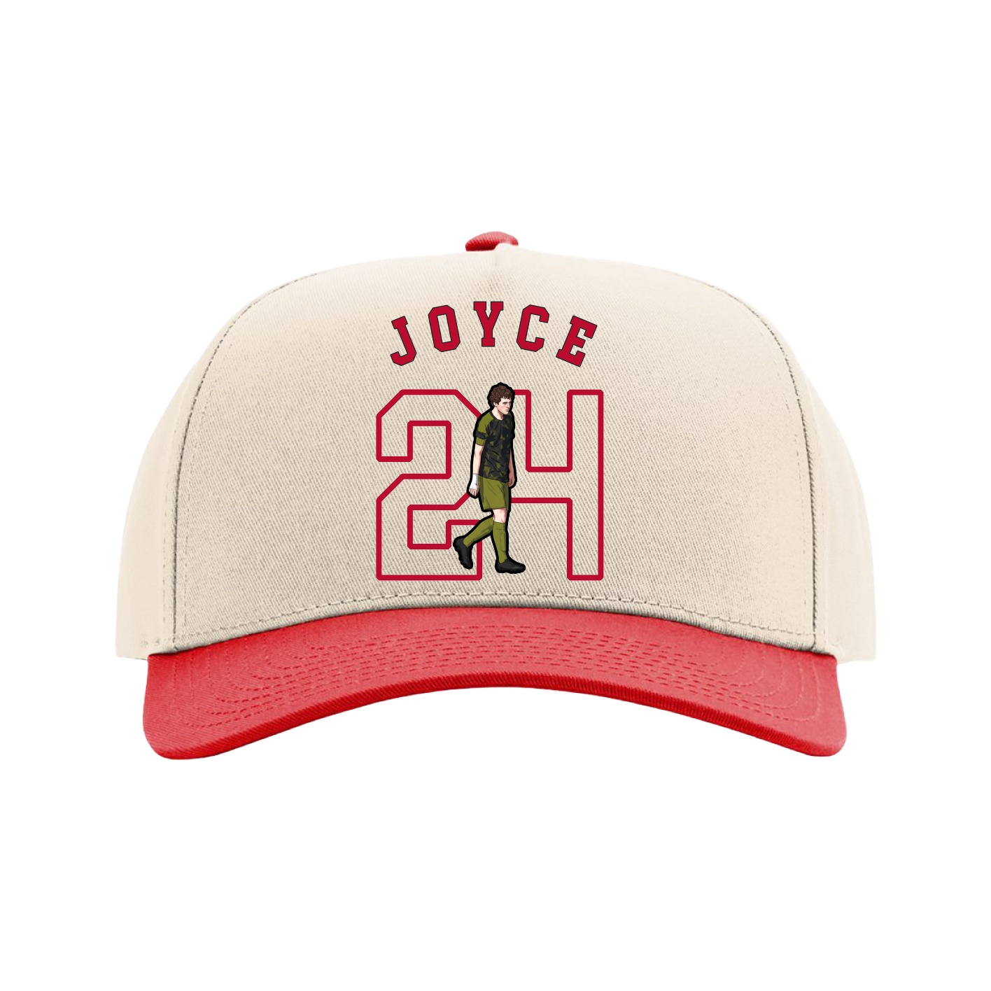 Full Fabric Five-Panel Champ Cap — Shirsey Arch in Cream/Red