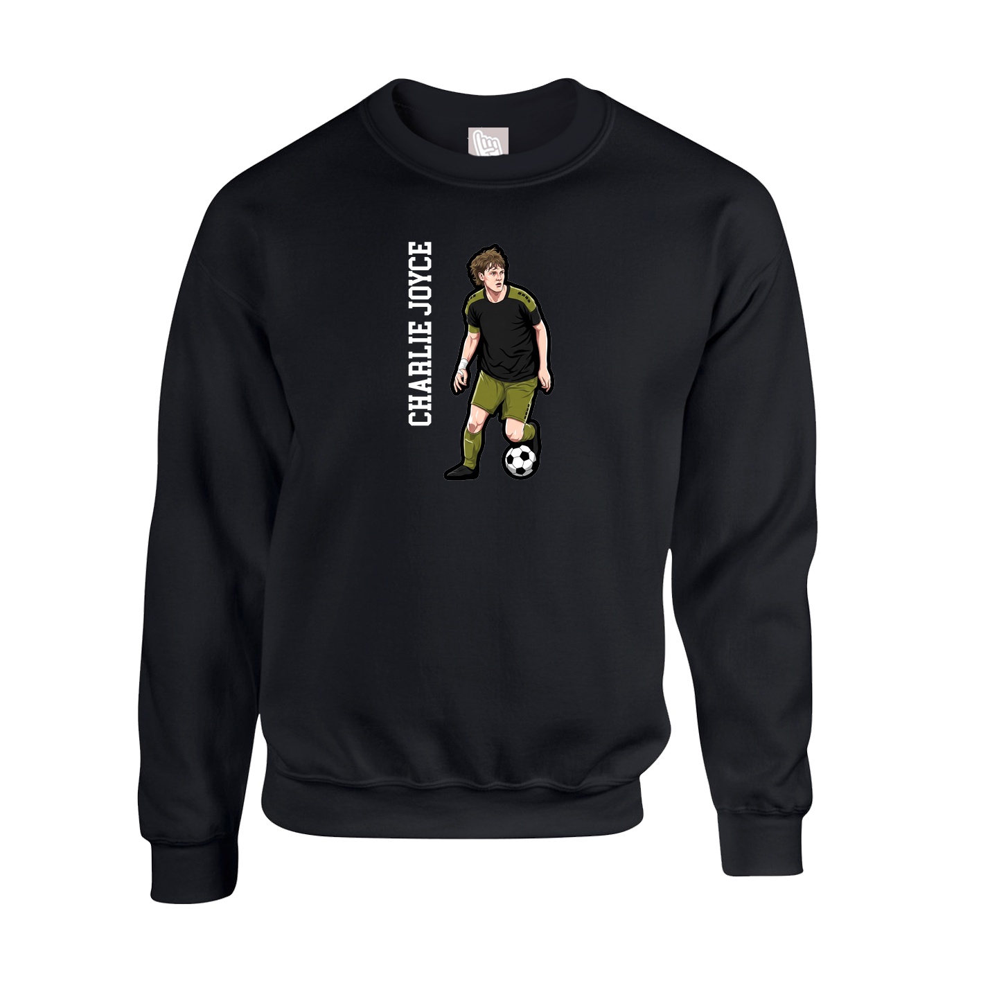 Fleece Crew — Name Vertical in Black