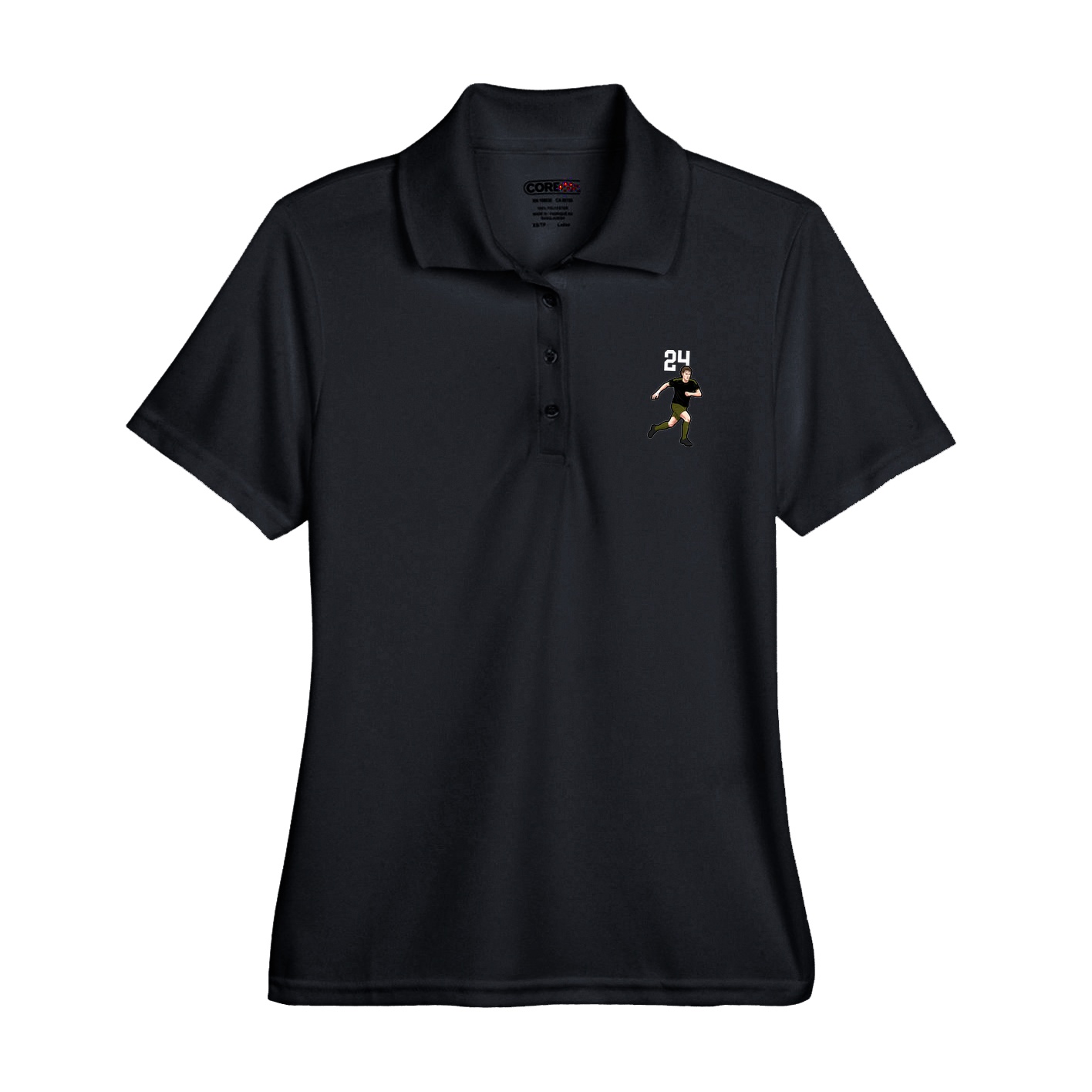 Womens Performance Polo — Number Top in Black