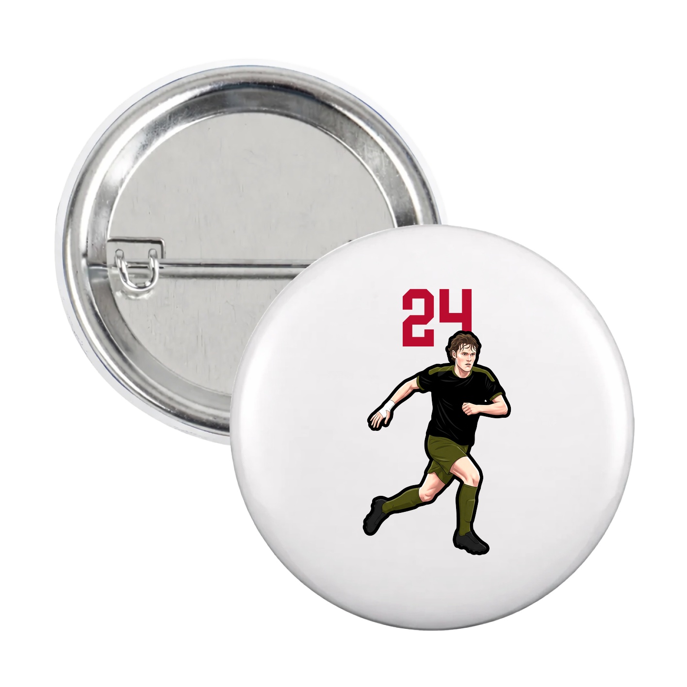Game Day Button — Number Top in White