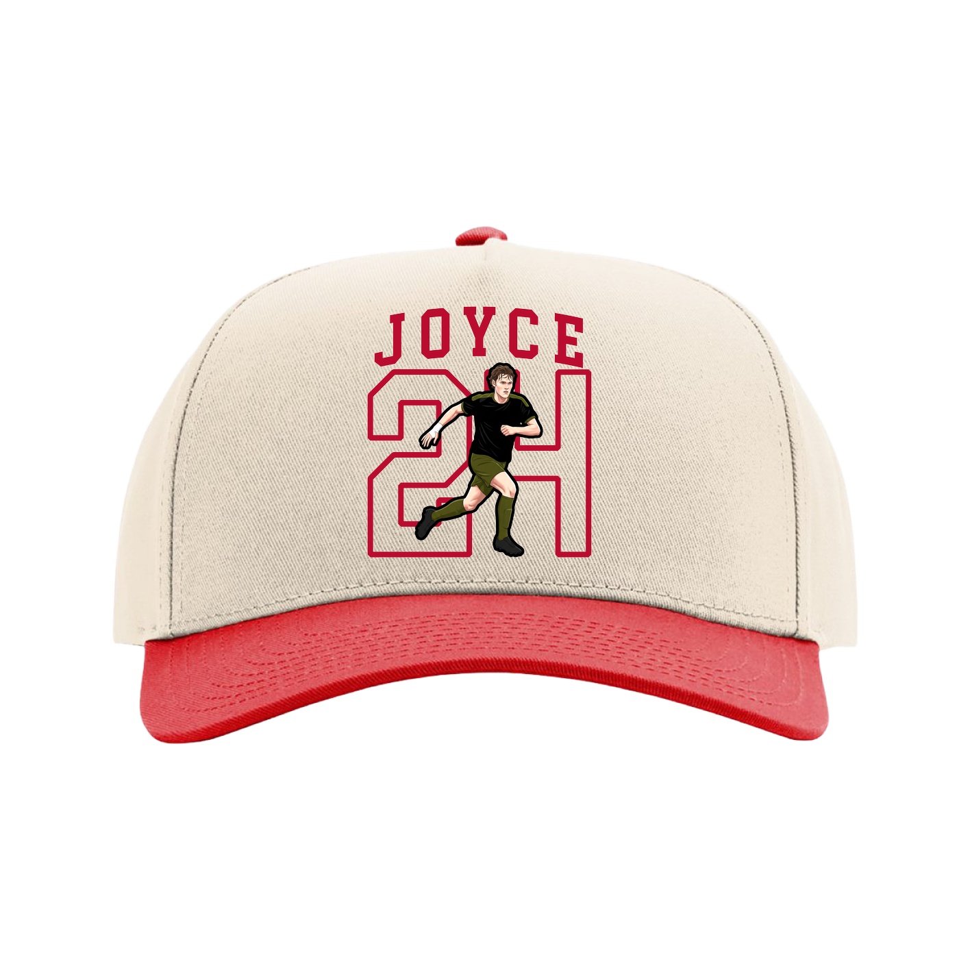 Full Fabric Five-Panel Champ Cap — Shirsey in Cream/Red