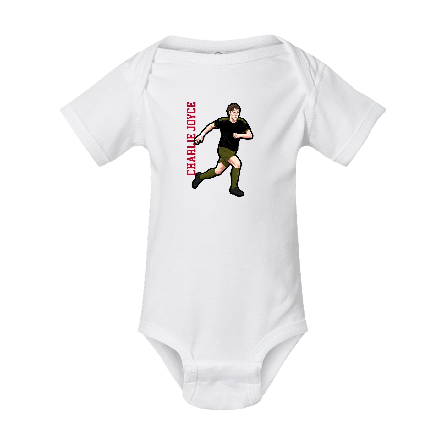 Baby Onesie — Name Vertical in White