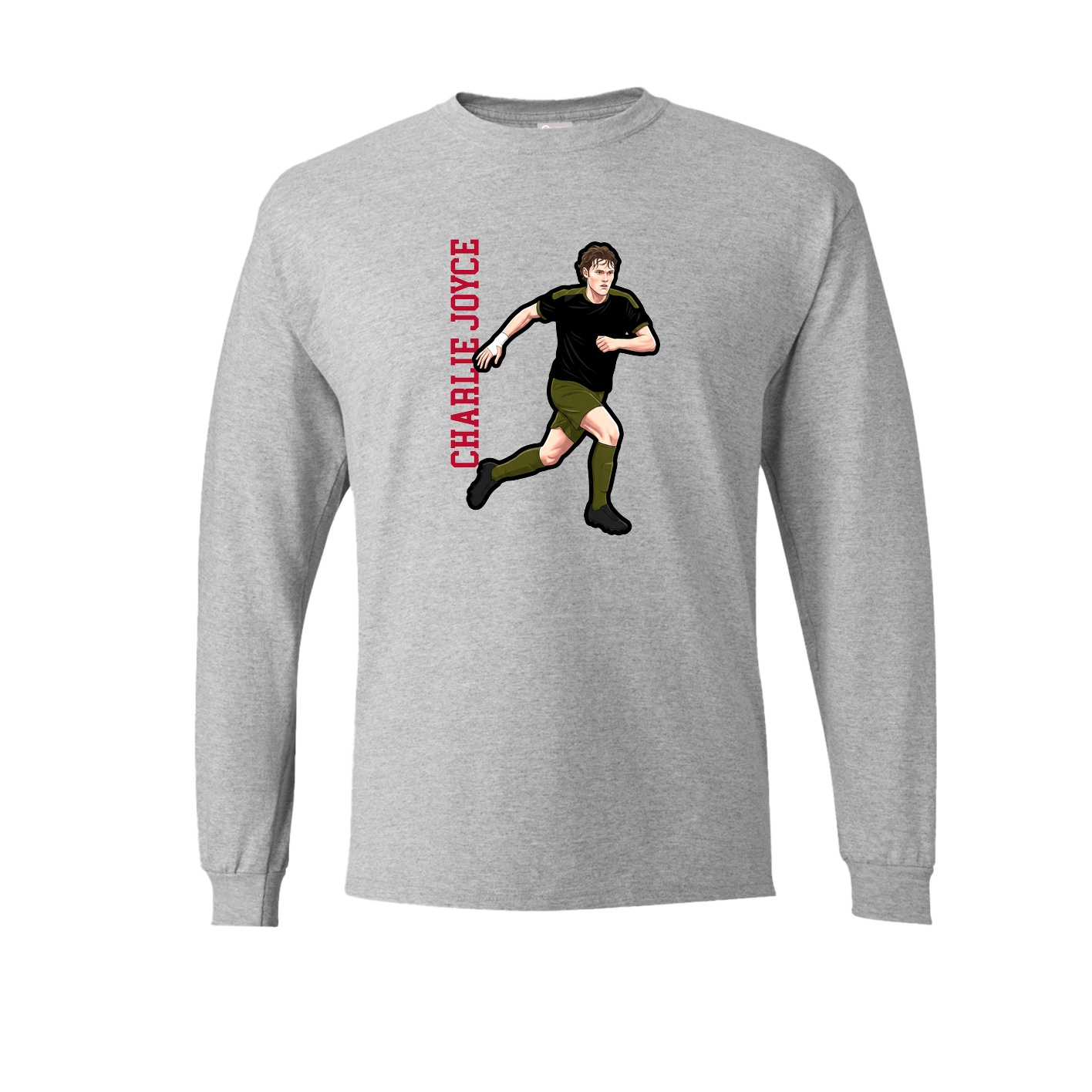Long Sleeve Tee — Name Vertical in Grey