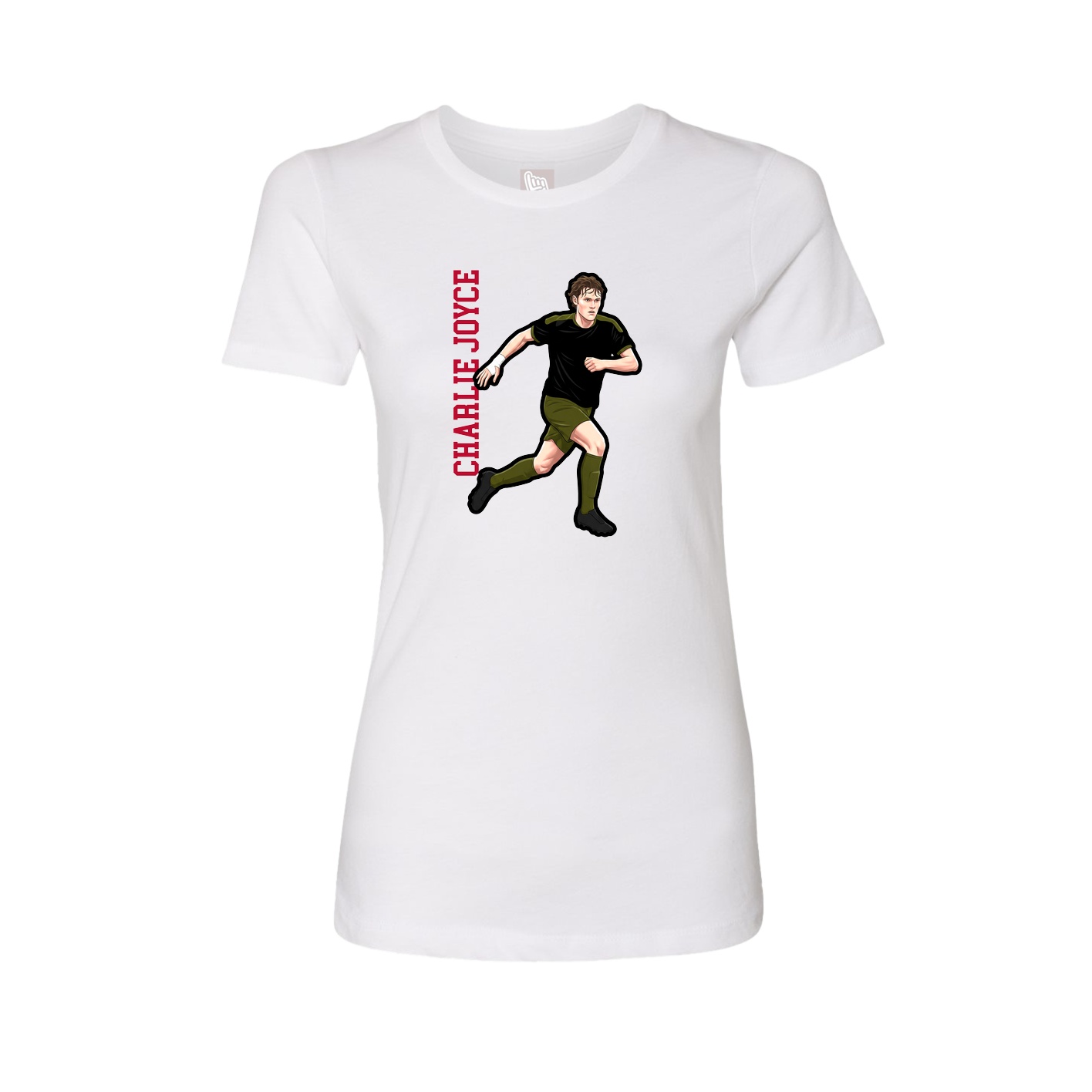 Womens Tee — Name Vertical in White