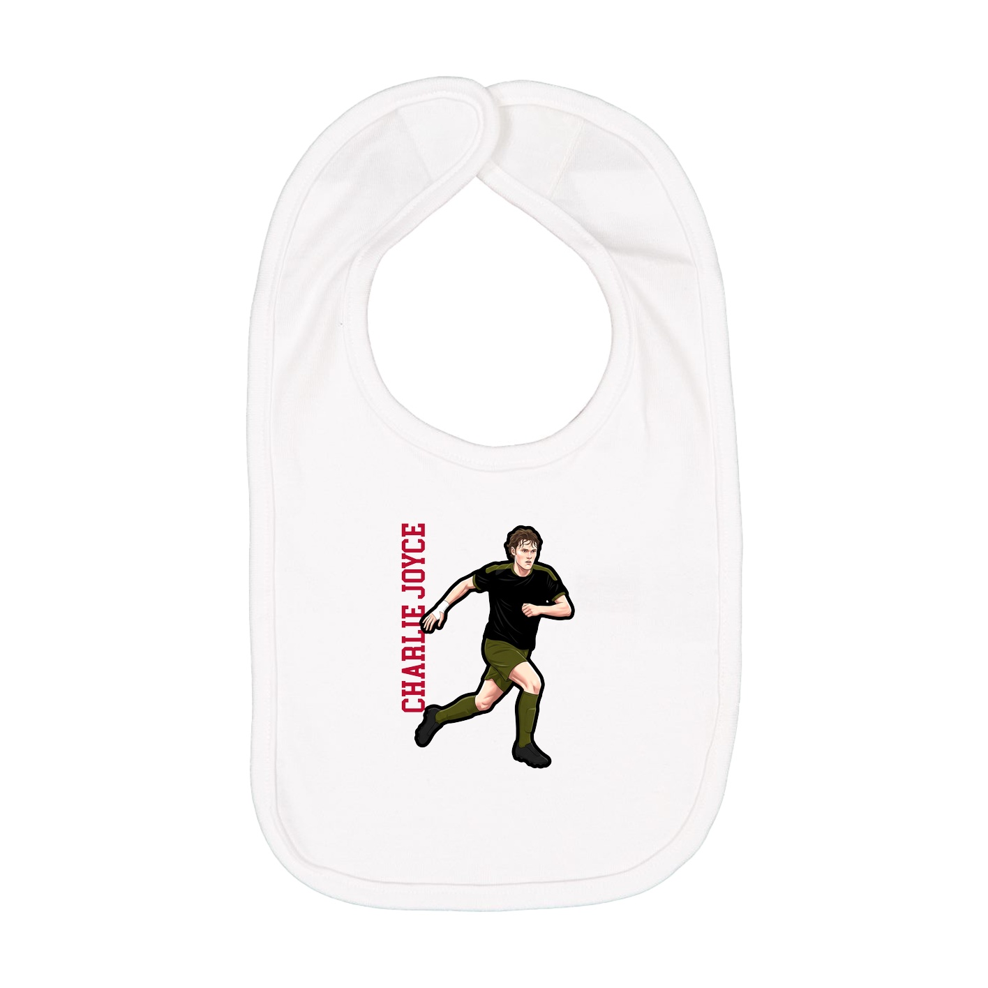 Infant Bib — Name Vertical in White