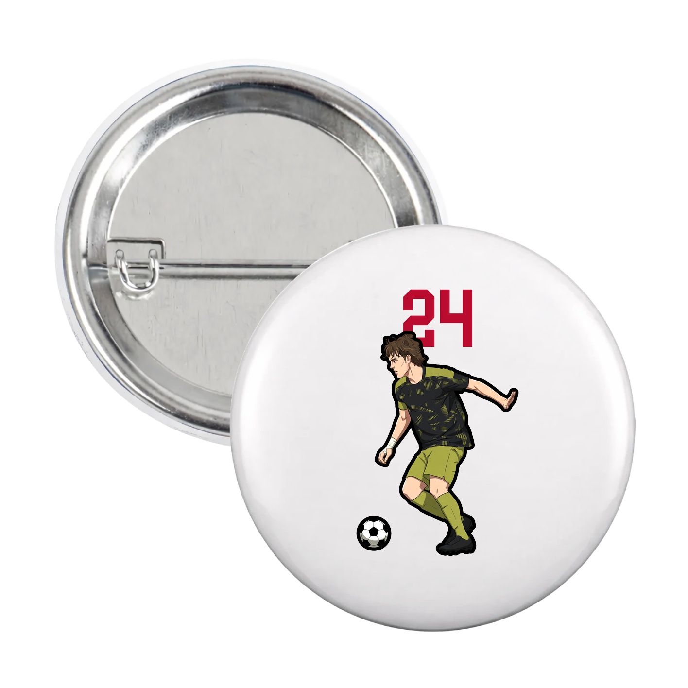 Game Day Button — Number Top in White