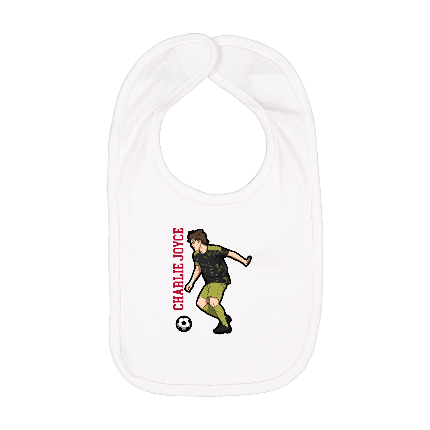 Infant Bib — Name Vertical in White