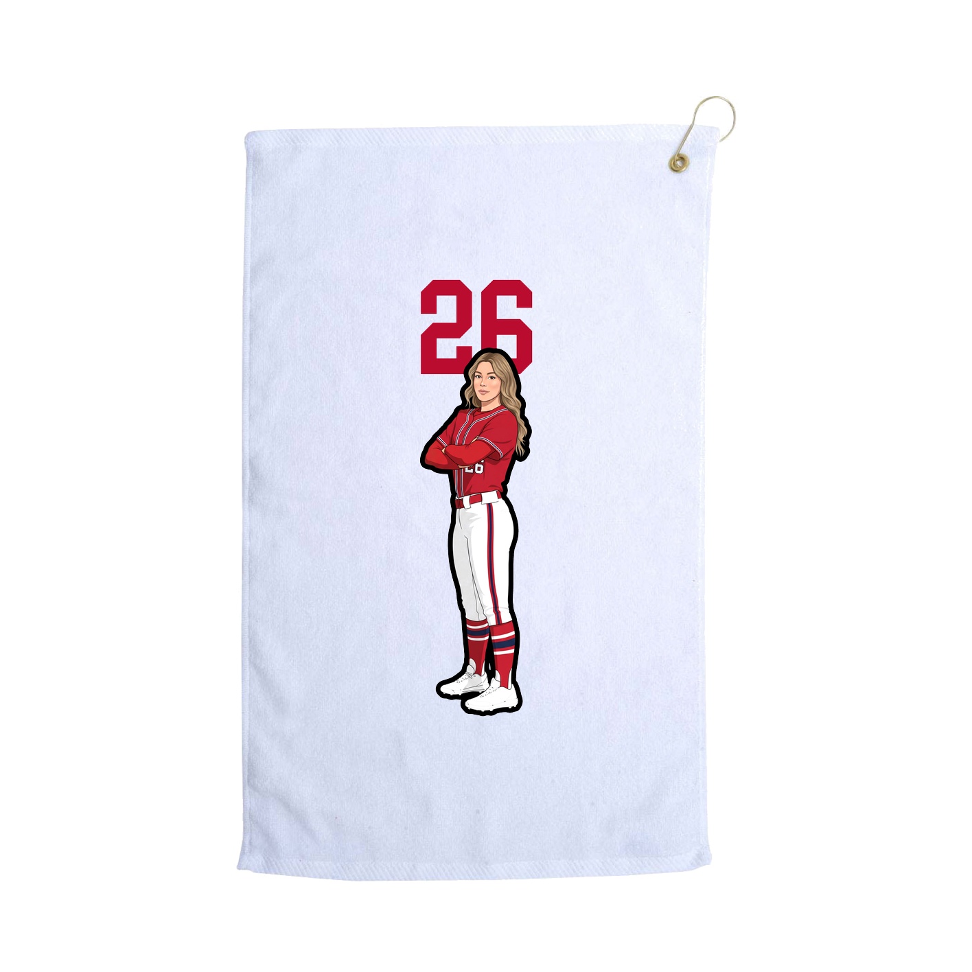 Golf Towel — Number Top in White