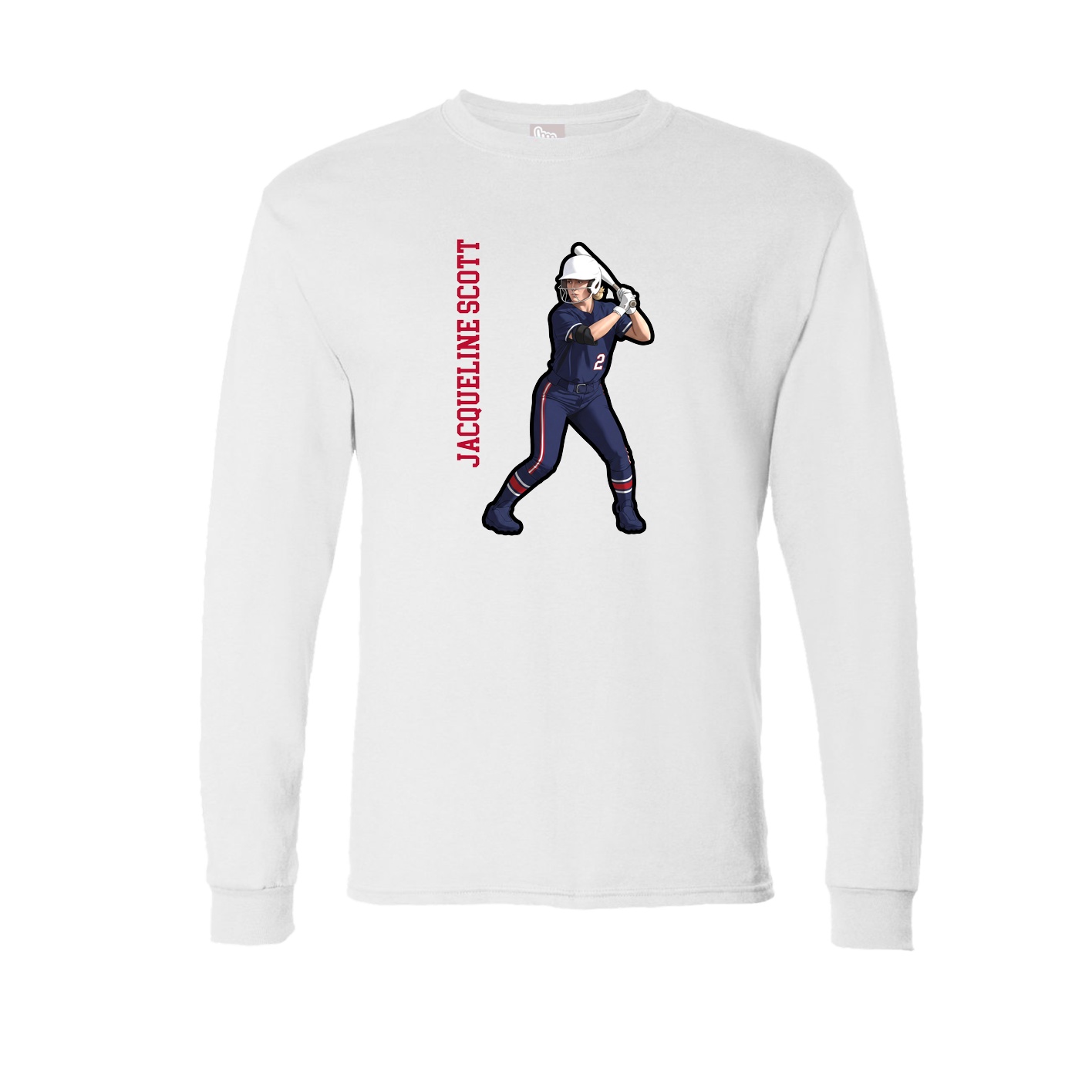 Long Sleeve Tee — Name Vertical in White