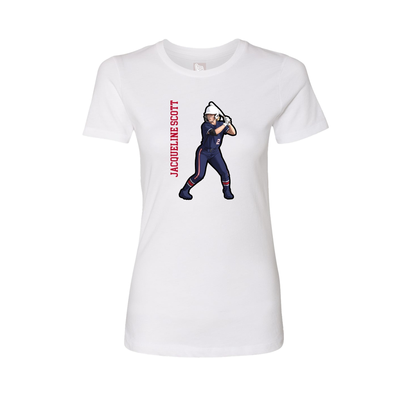 Womens Tee — Name Vertical in White