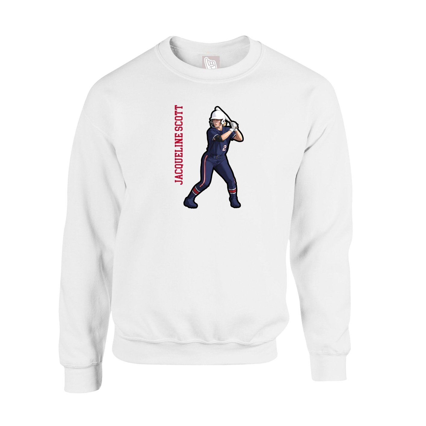 Fleece Crew — Name Vertical in White