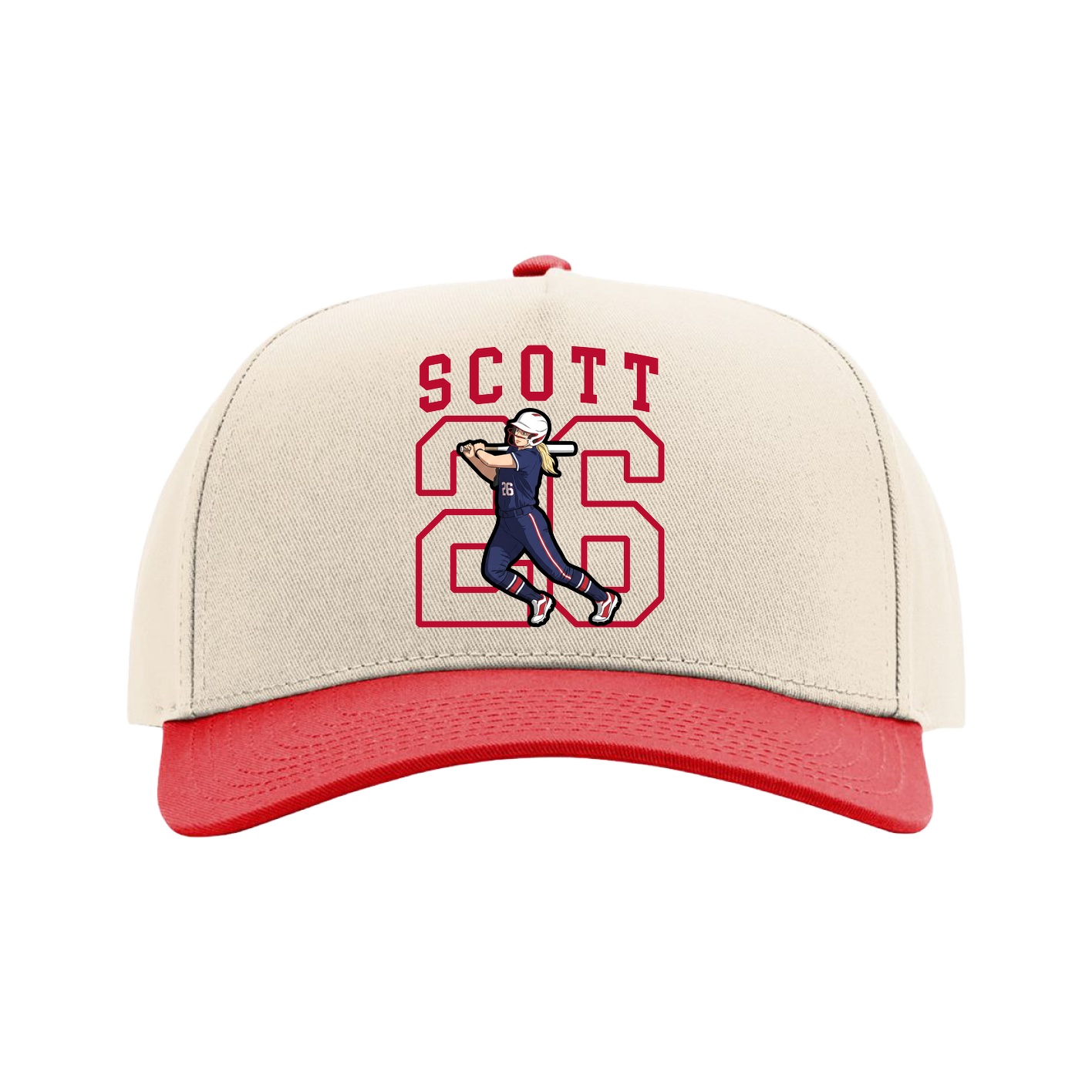 Full Fabric Five-Panel Champ Cap — Shirsey in Cream/Red