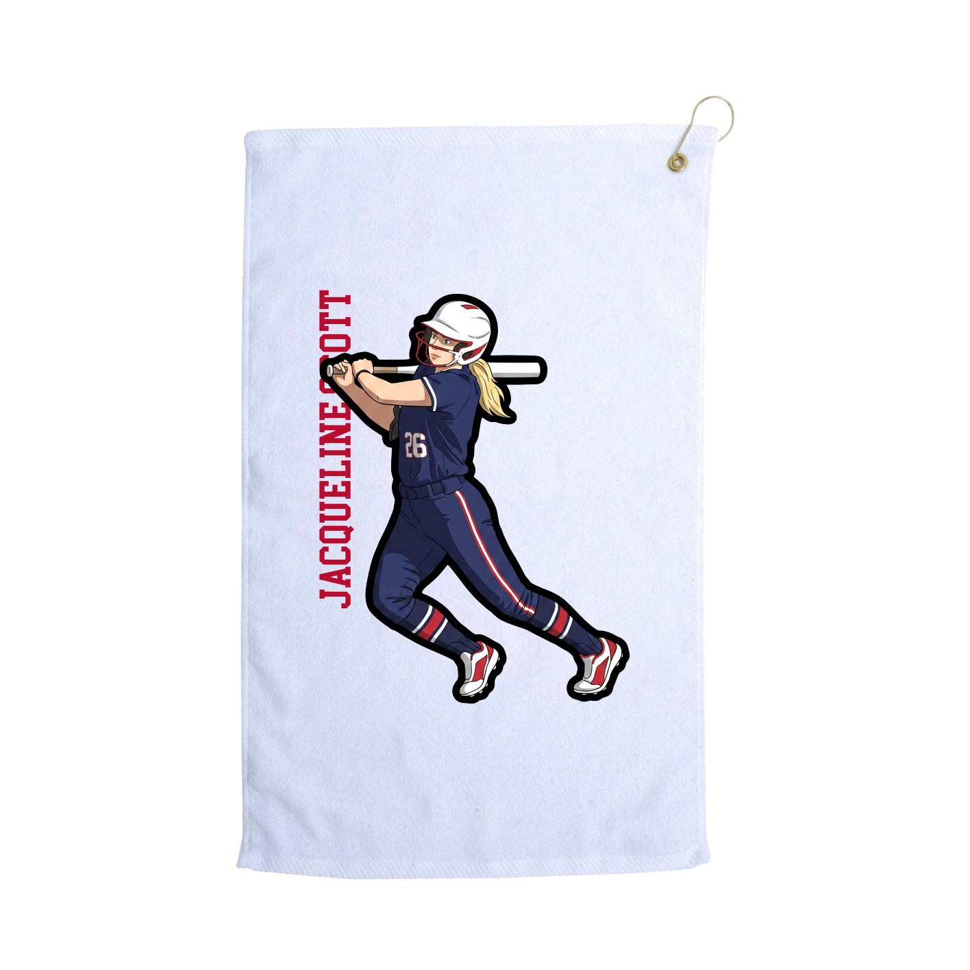 Golf Towel — Name Vertical in White