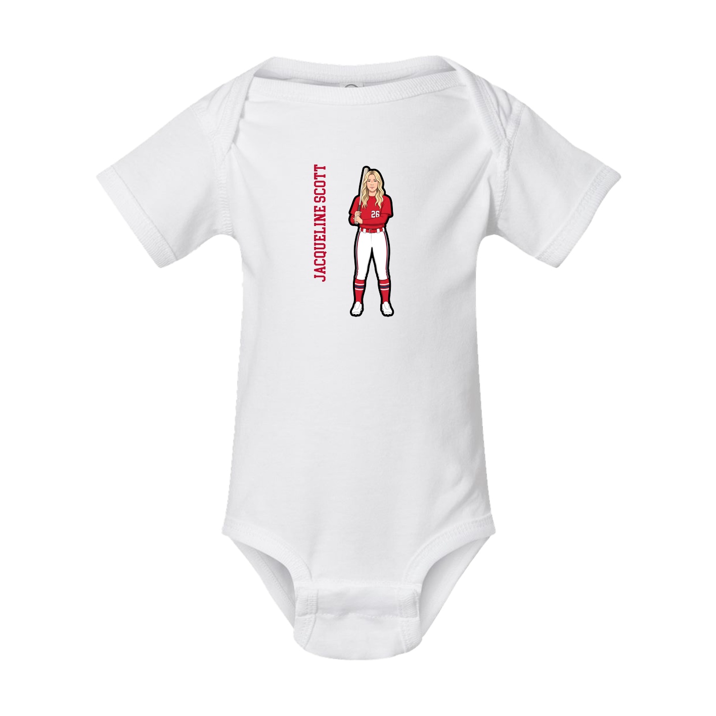 Baby Onesie — Name Vertical in White