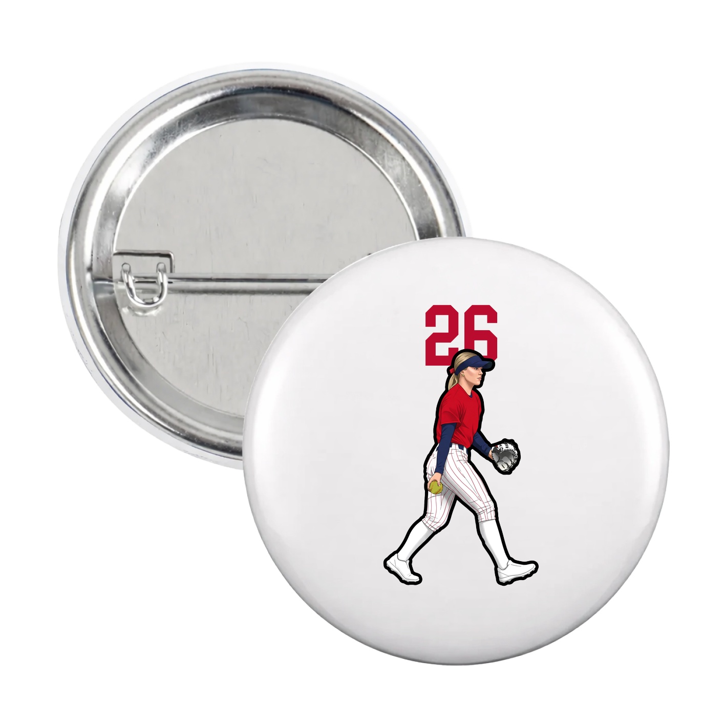 Game Day Button — Number Top in White