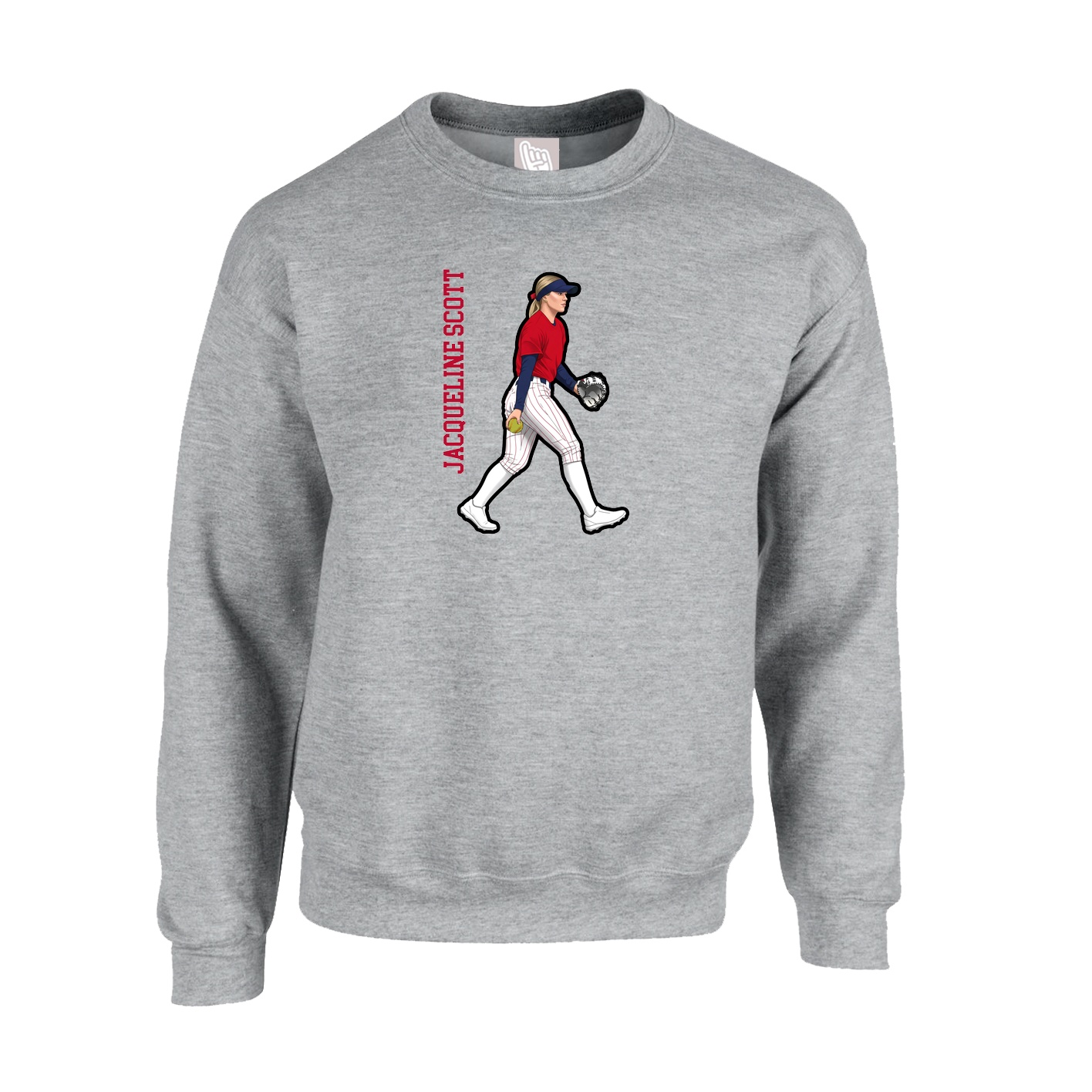 Fleece Crew — Name Vertical in Grey