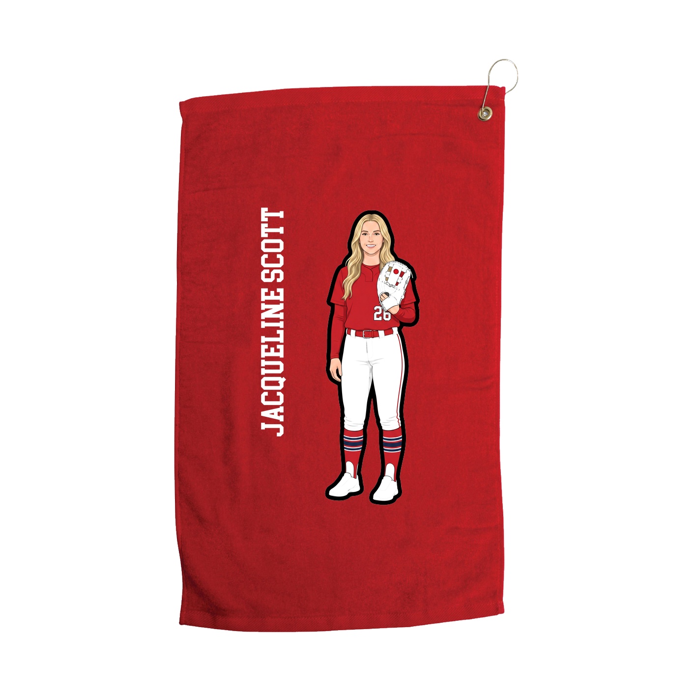 Golf Towel — Name Vertical in Red