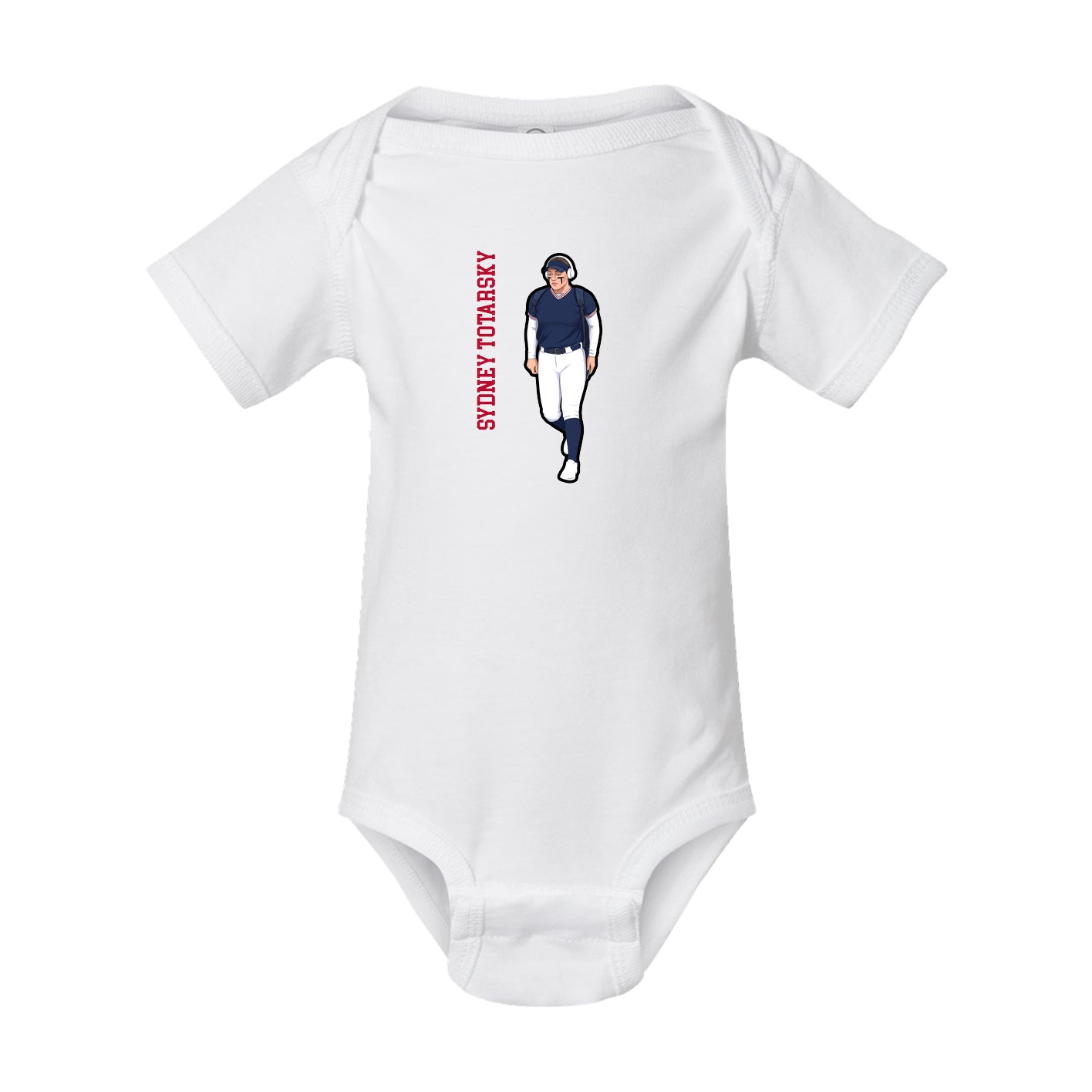 Baby Onesie — Name Vertical in White