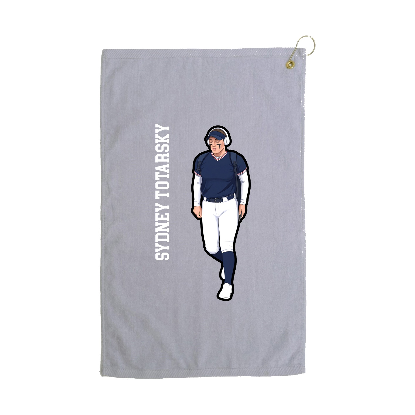 Golf Towel — Name Vertical in Grey