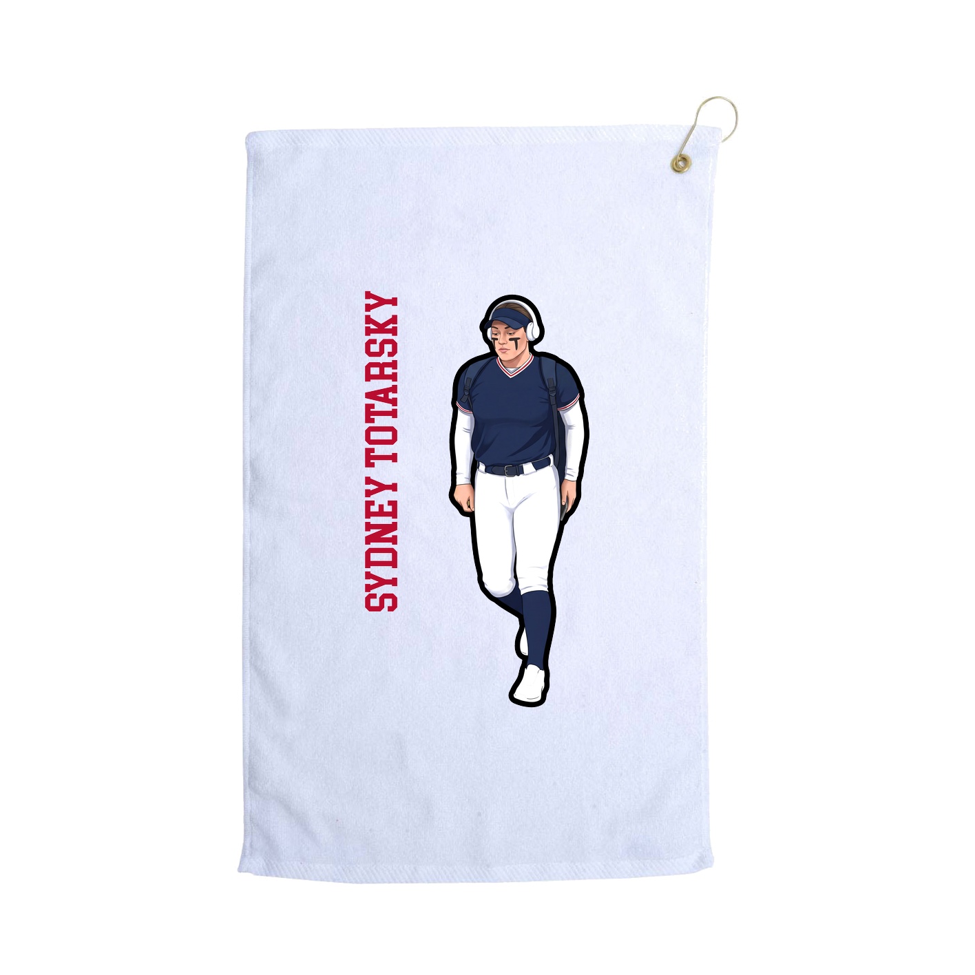 Golf Towel — Name Vertical in White
