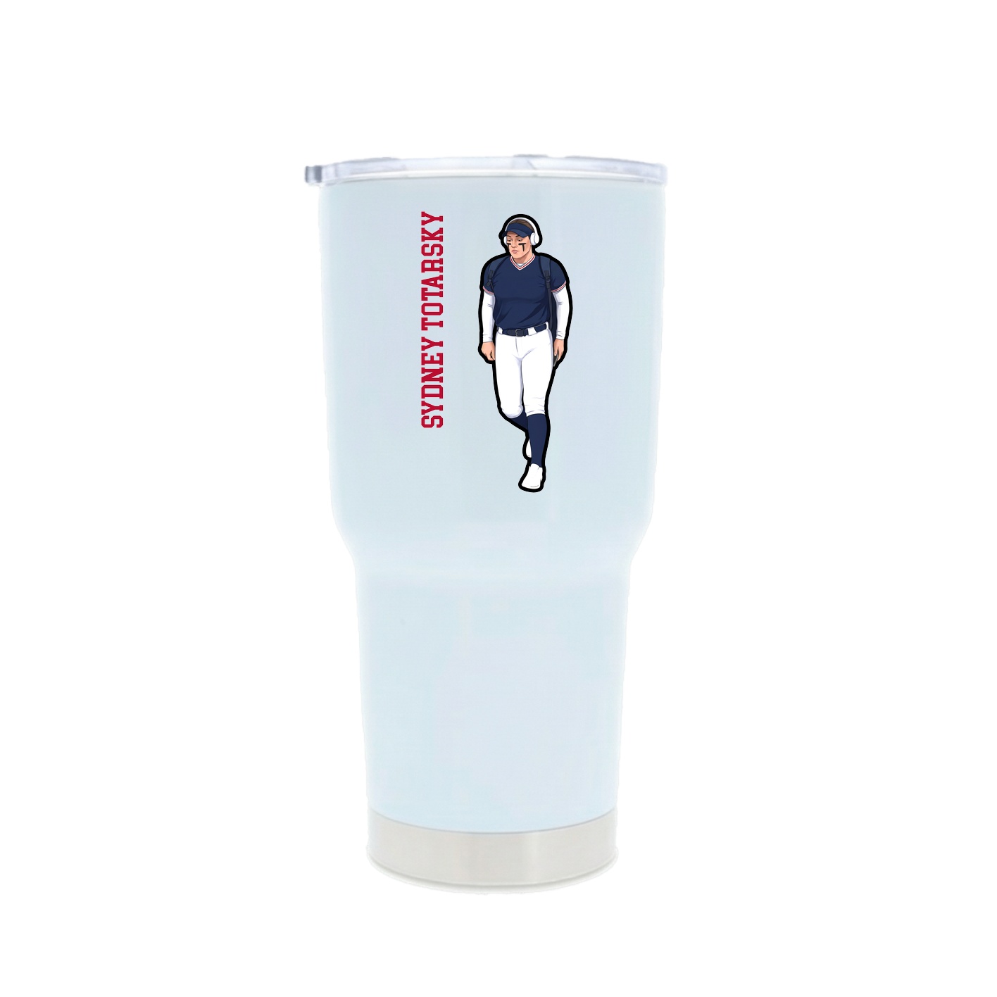 30oz Stainless Steel Tumbler — Name Vertical in White