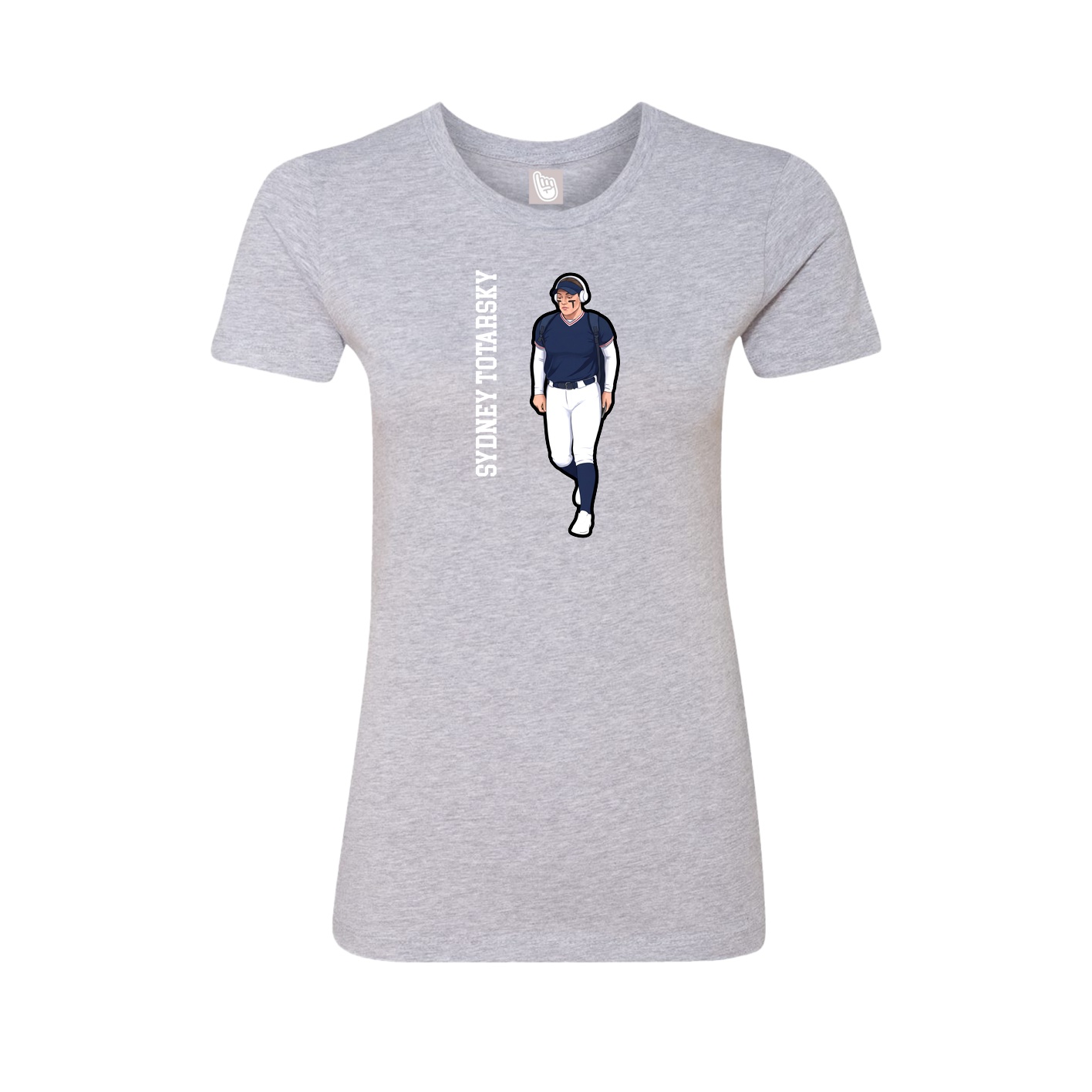 Fitted Women's Tee — Name Vertical in Grey